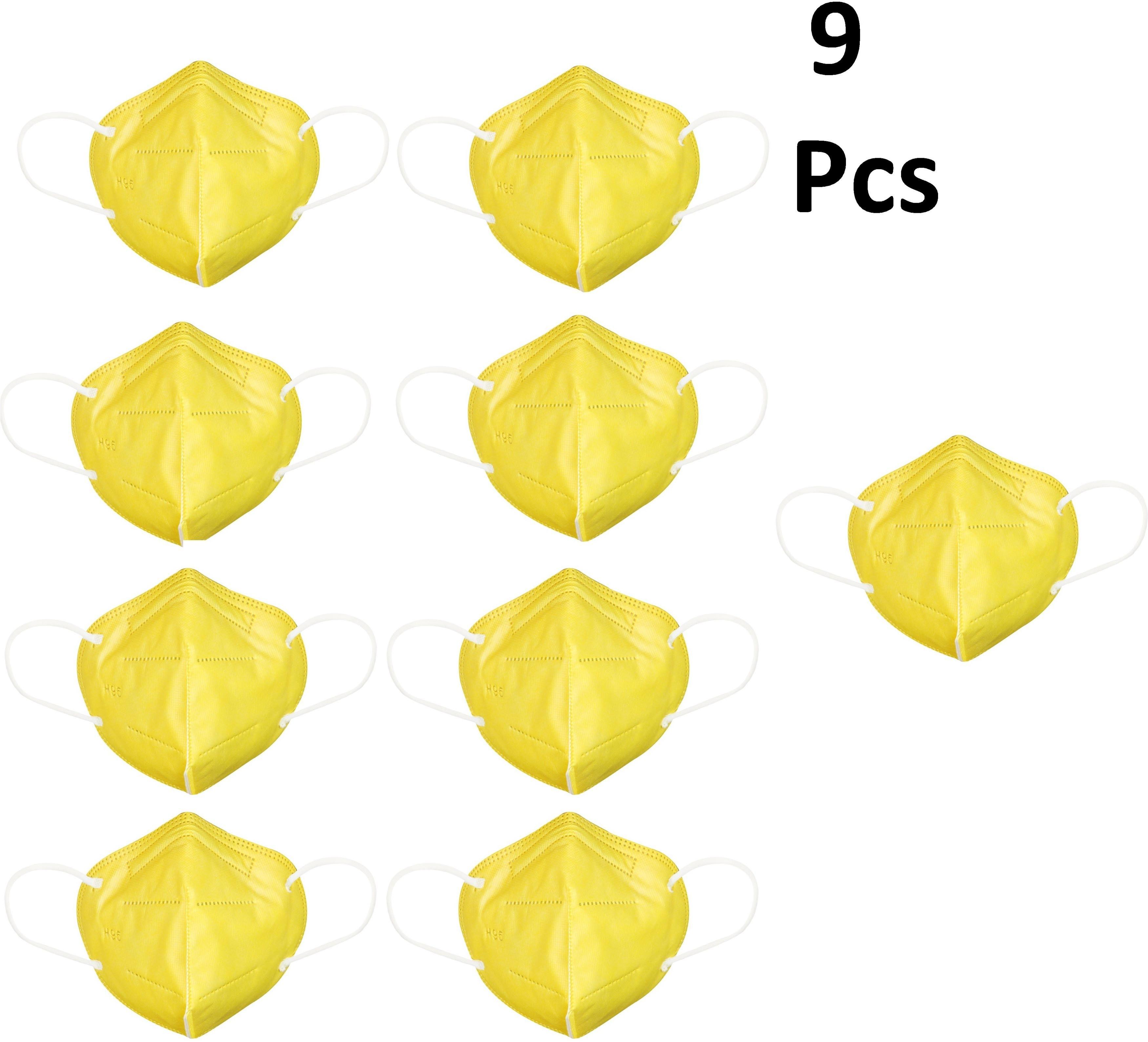 Buy Benison India Yellow Nonwoven Fabric N95 Face Mask (Pack Of 9