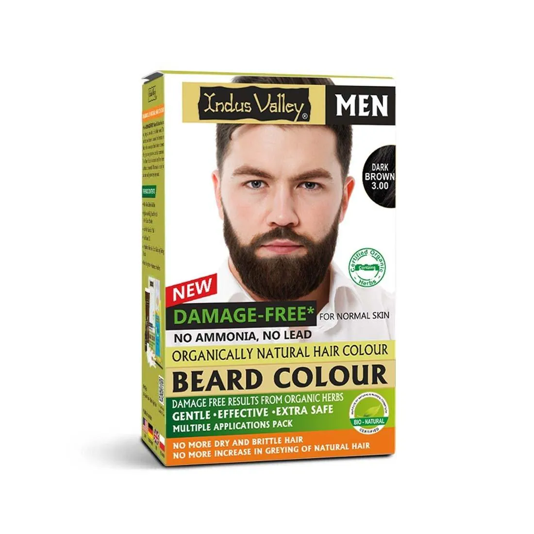 INDUS VALLEY Natural Damage Free Beard Hair Color ,Dark Brown - 78ml + 8g -  JioMart