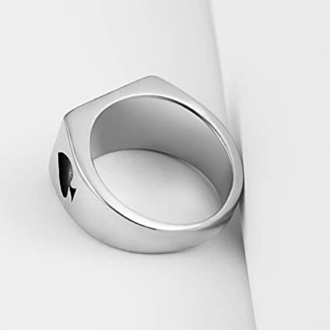 Buy AJS Stainless Steel Ring Poker Spade Ace Signet Rings Band for