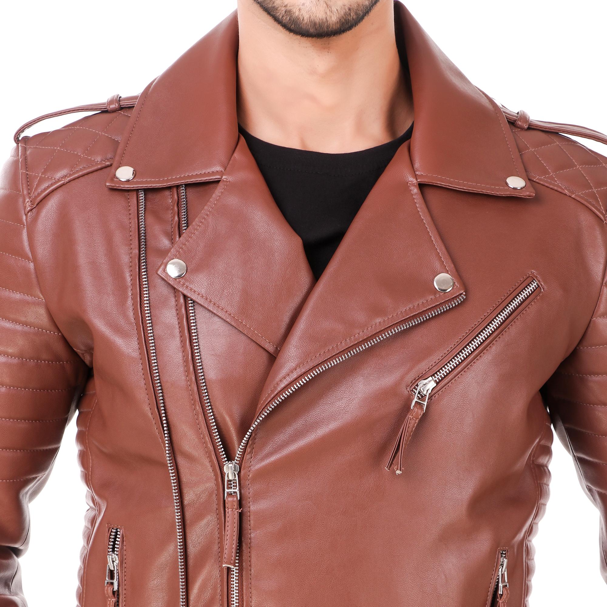 Buy Leather Retail Full Sleeve Solid Men Jacket Online at Best