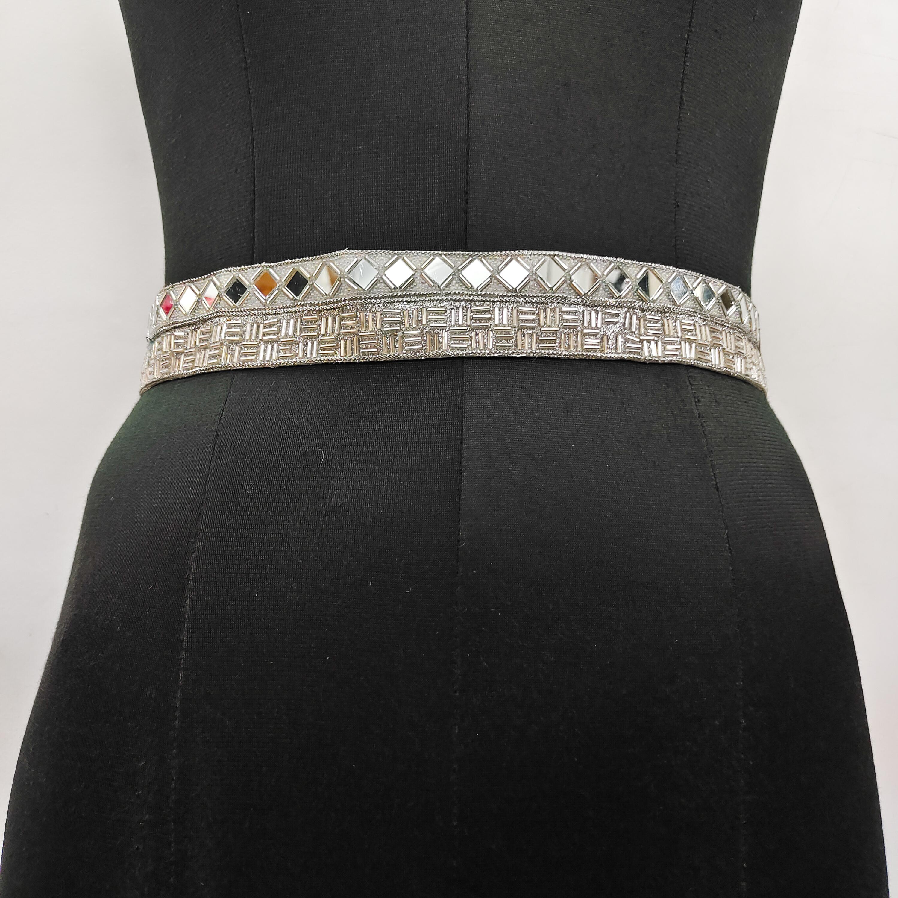 silver saree belt