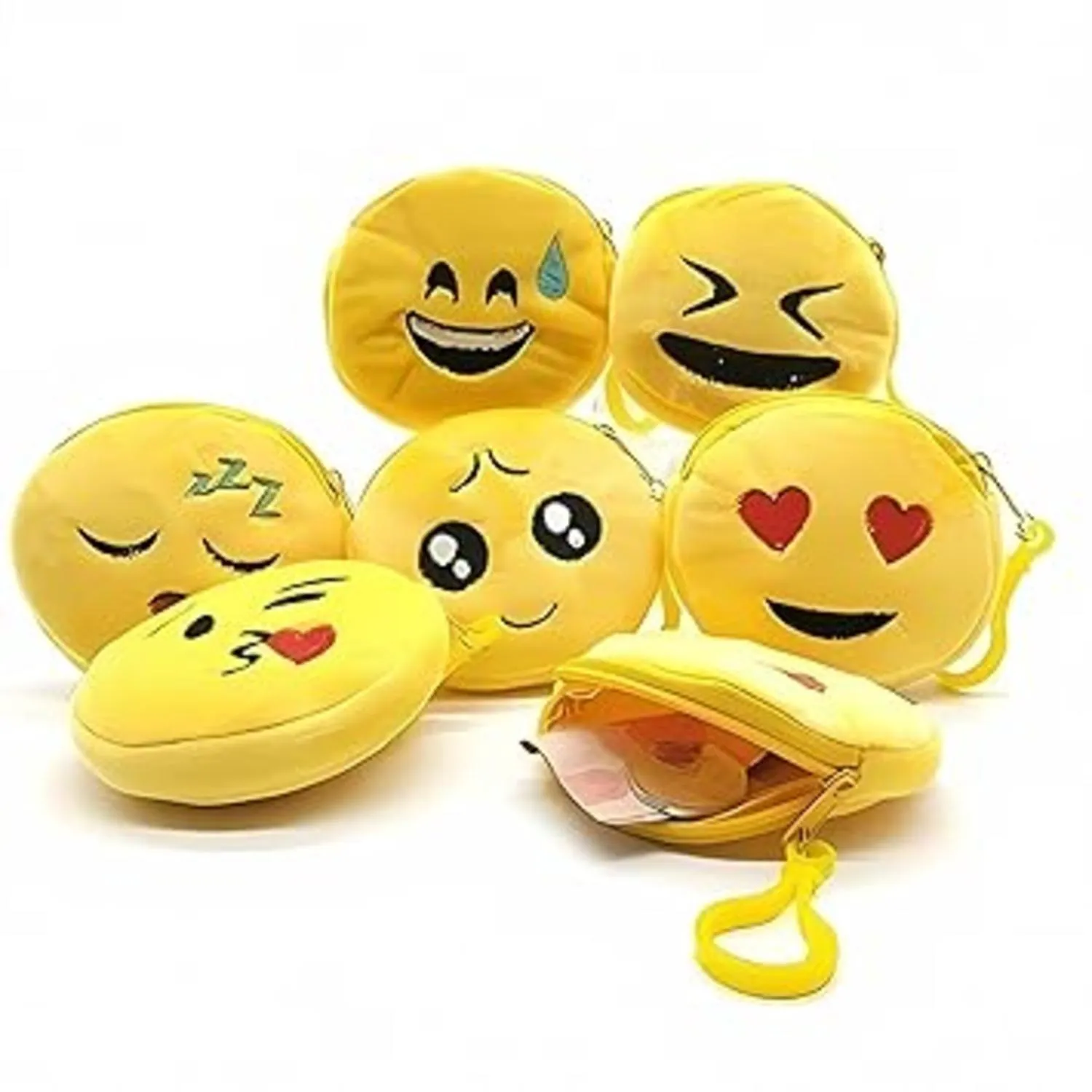 co☺︎ Buy JMK CRAFTS Set of 12 Emoji Smiley Fur Zip Pouch Trendy Cool