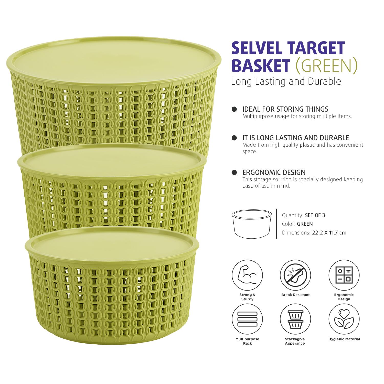 Buy Selvel Plastic Multipurpose Storage Target Basket with Lid Set