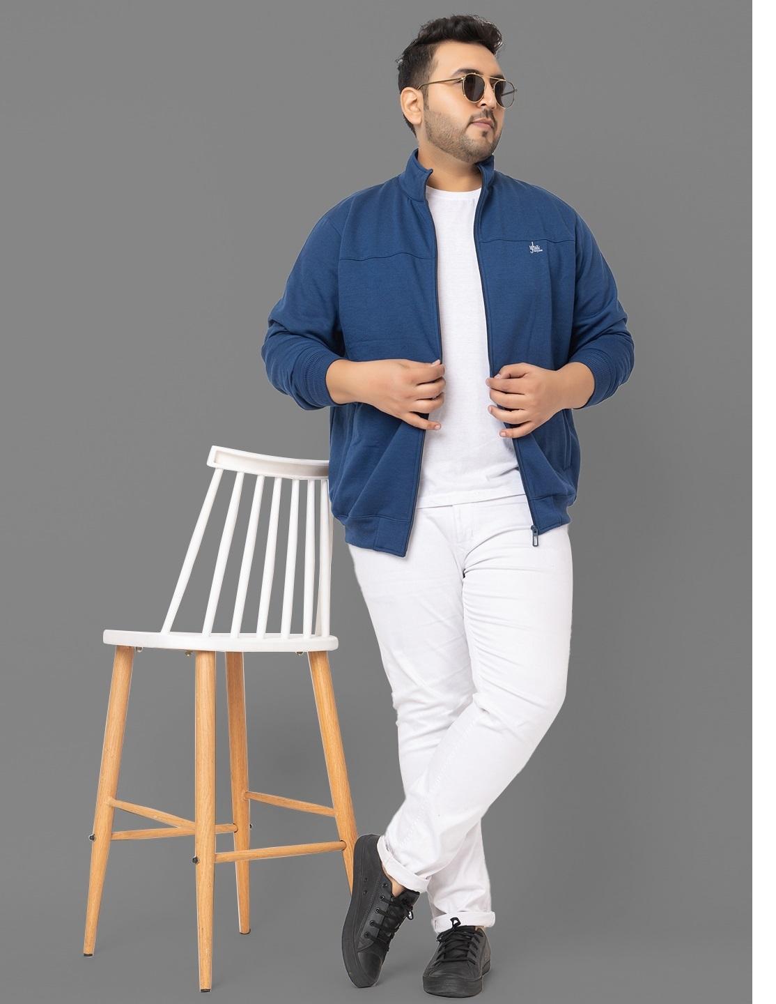 Buy YHA Men's Regular Fit Plus Size Zipper Winter Jackets Indigo