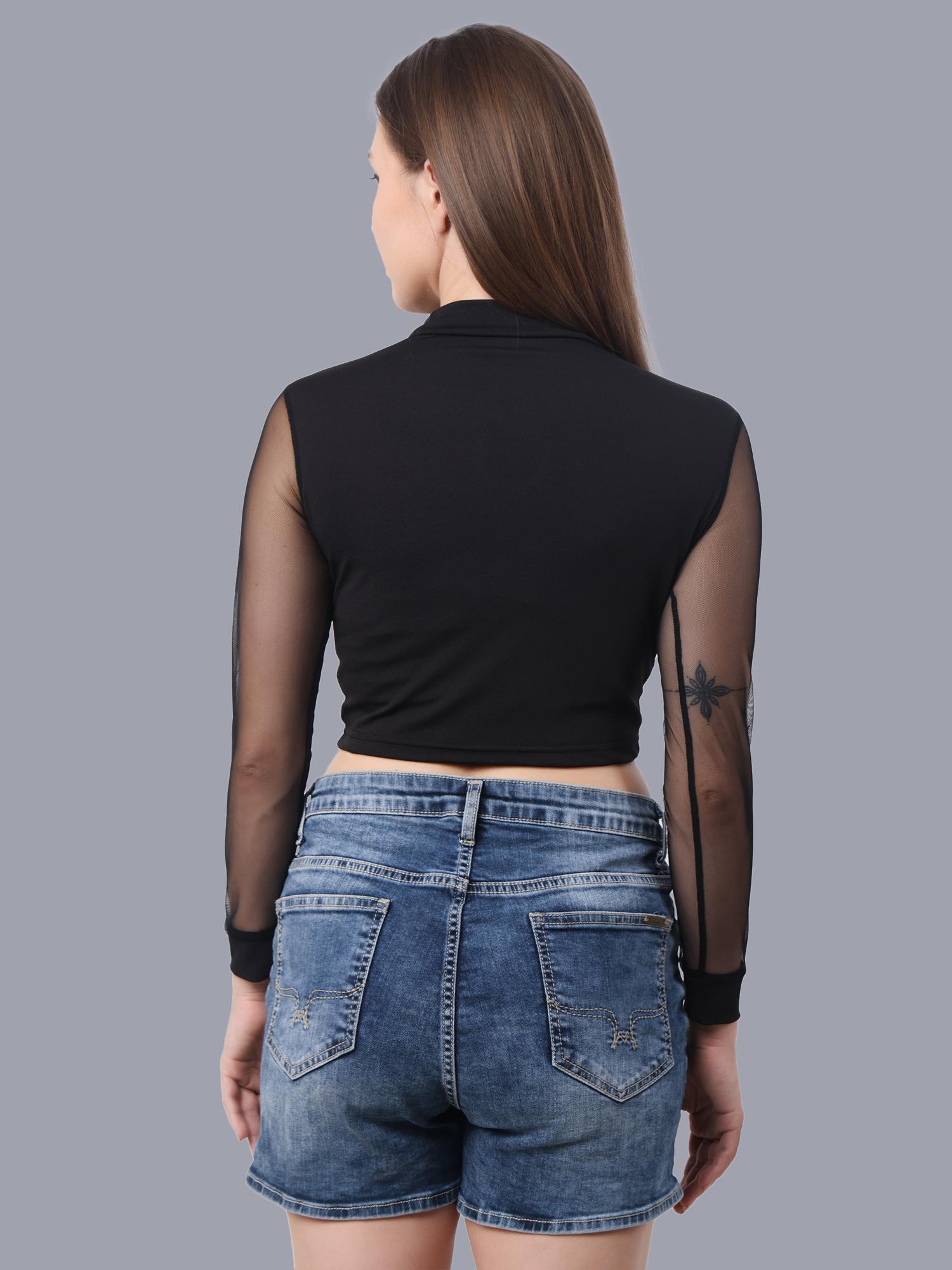 Buy Fasska High Neck Full Sleeve Crop Tops for Women | Net