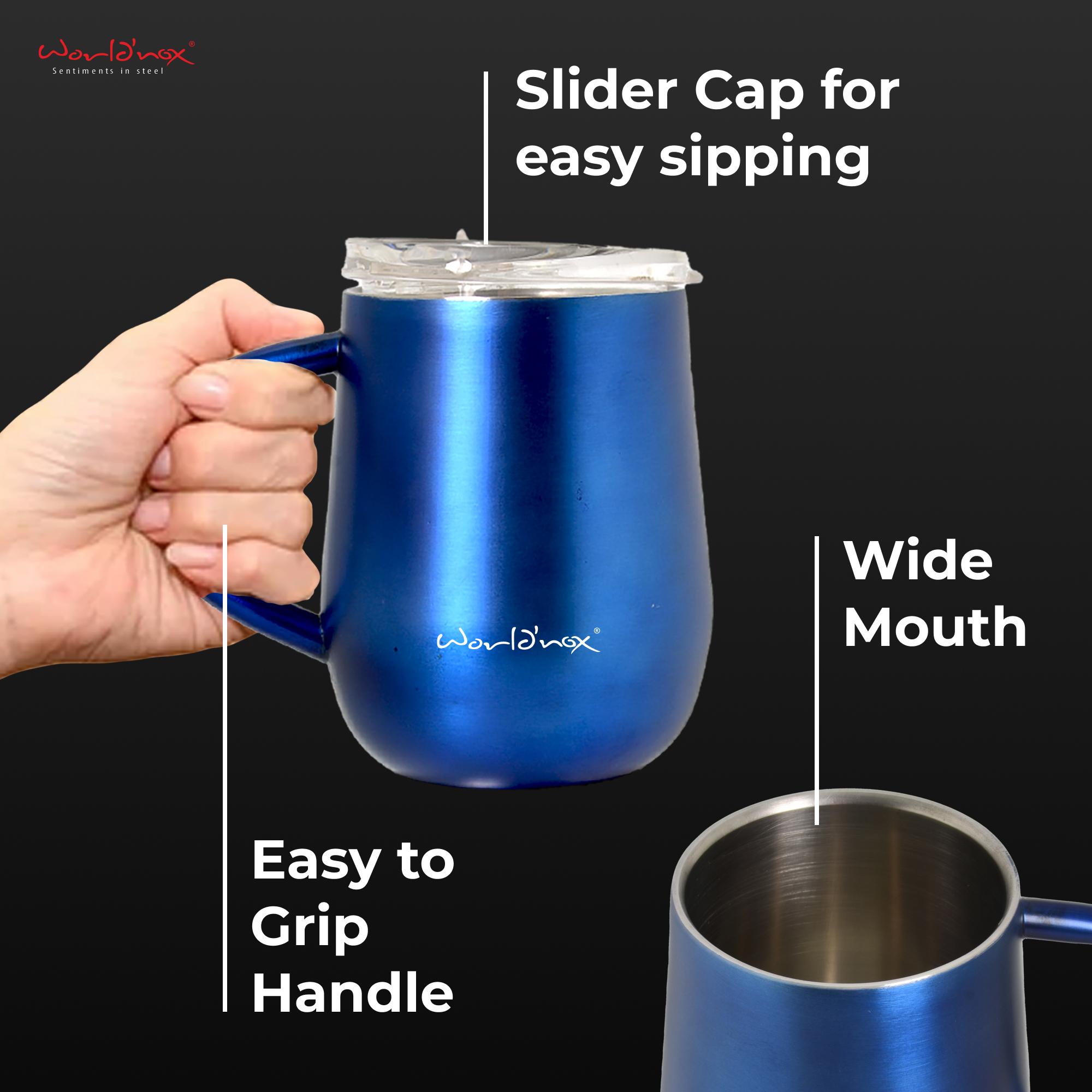 Buy World'Nox Stainless Steel Coffee Mug with Lid for Office [300