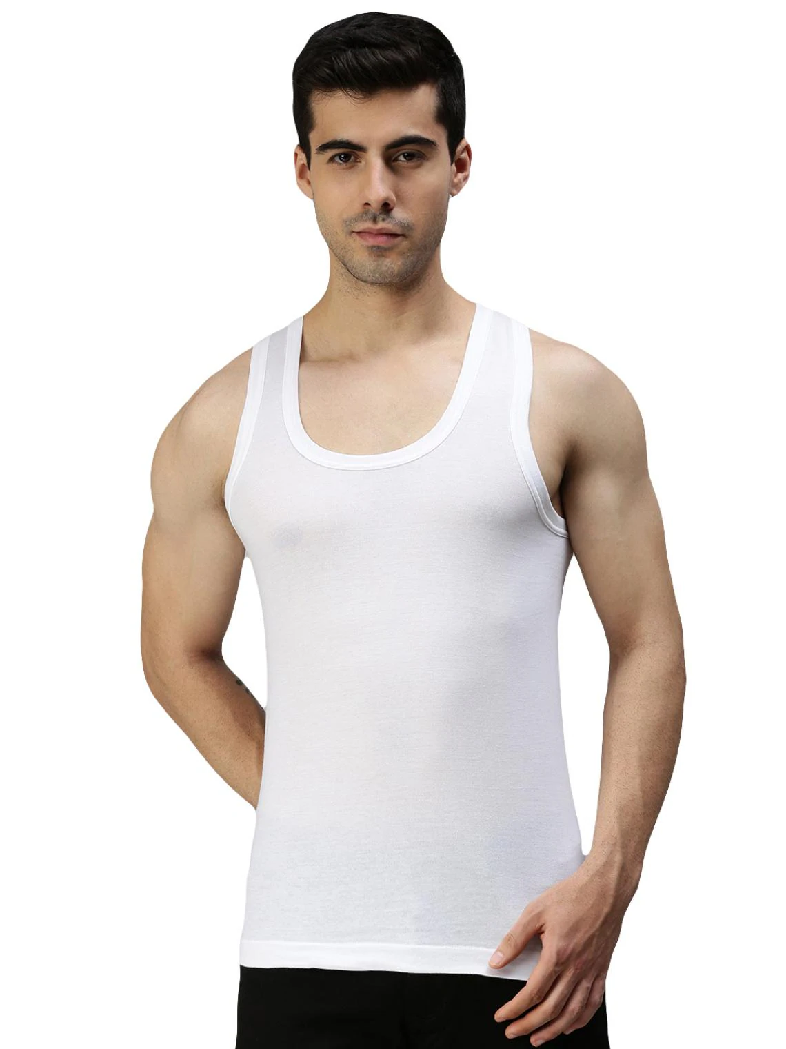 Buy LUX Cozi White Mens Pure Cotton Vest Pack of 2 Online at Best
