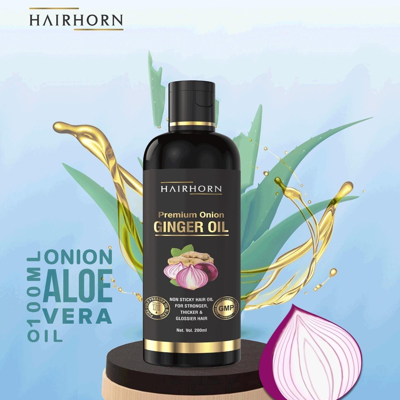 HairHorn Onion Ginger Hair Oil For Hair Fall Control with Multi Vitamins  For Hair Hair Oil (200 ml) - JioMart