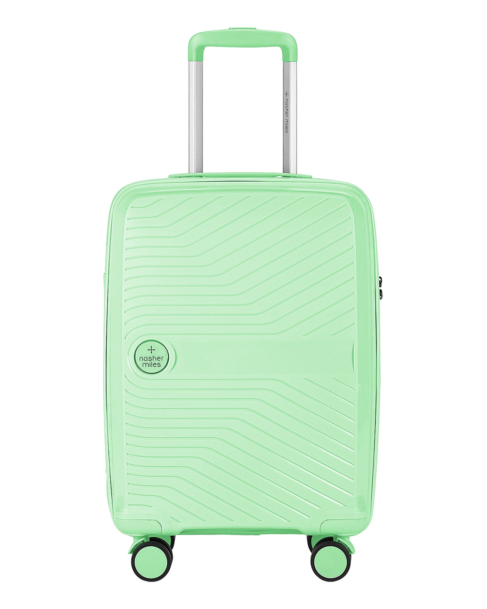 mint green luggage