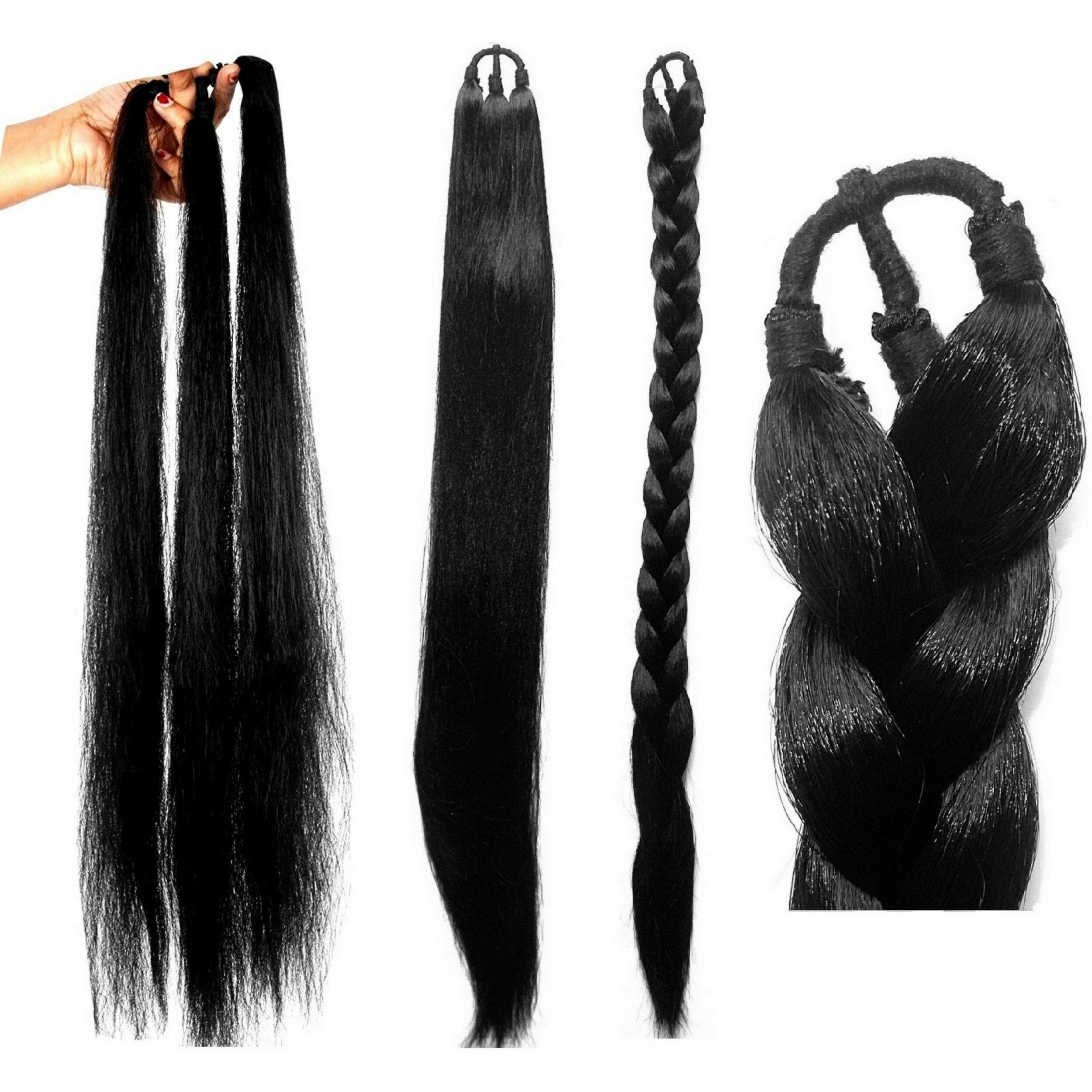 Clixfox Women and Girls Black Synthetic Nylon Punjabi Style Parandi Choti  Hair Extension - JioMart