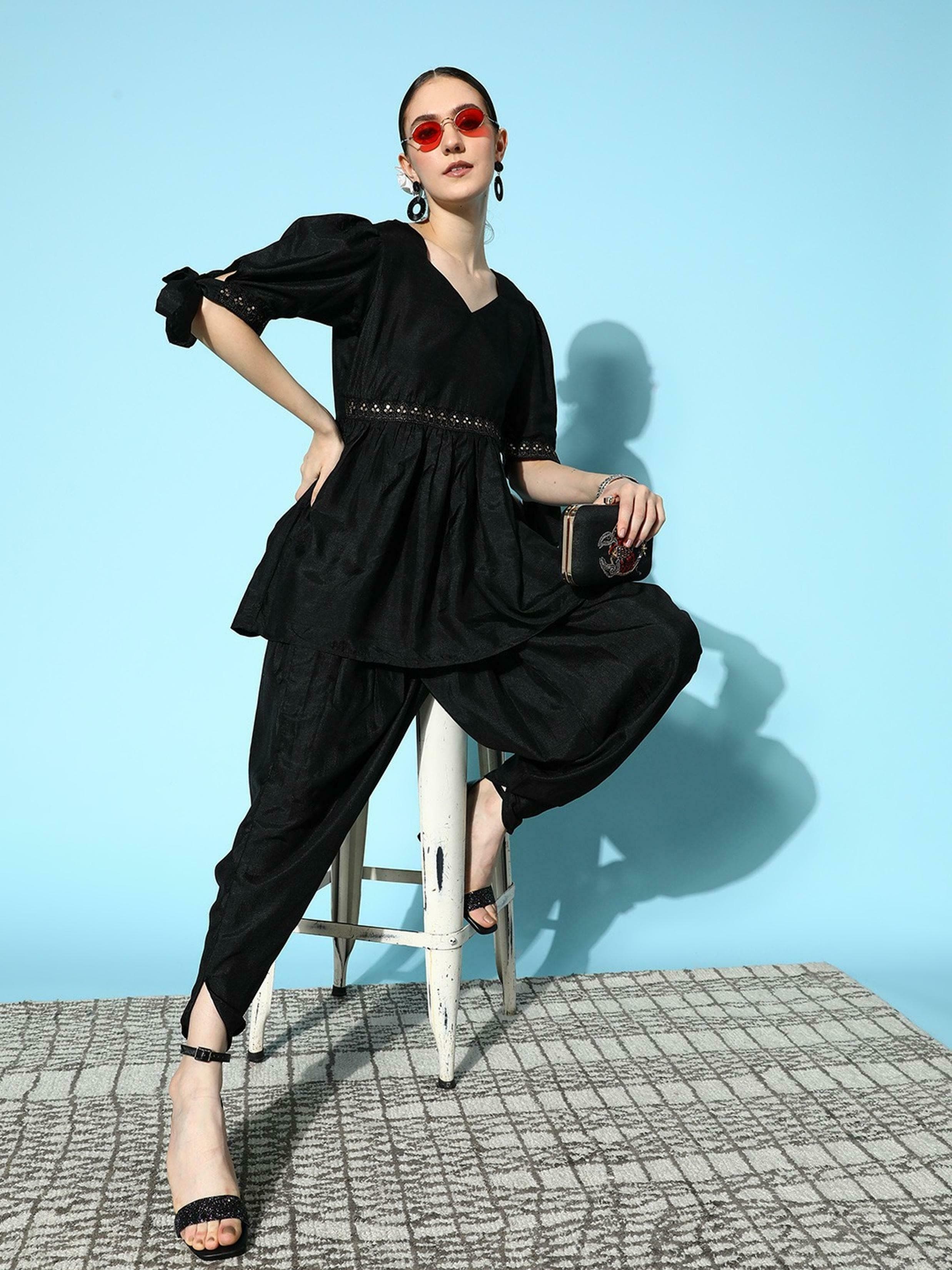 peplum top and dhoti pants