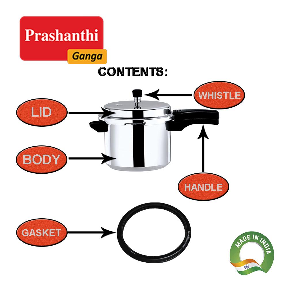 Prashanthi Aluminium 235 Litres Outer Lid Pressure Cooker Combo, 2L 3L