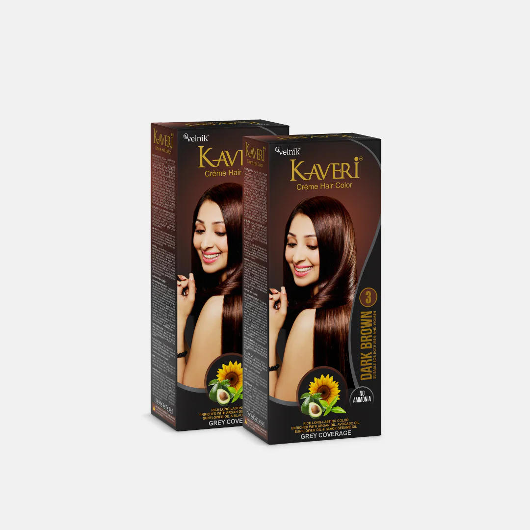 Kaveri Creme Hair Color for Women, Men with goodness of Avocado, Sunflower Argan  Oil, Henna extract Black Sesame Oil Instant Shine & Smoothness, Long  Lasting -Dark Brown (Pack of 2) - JioMart