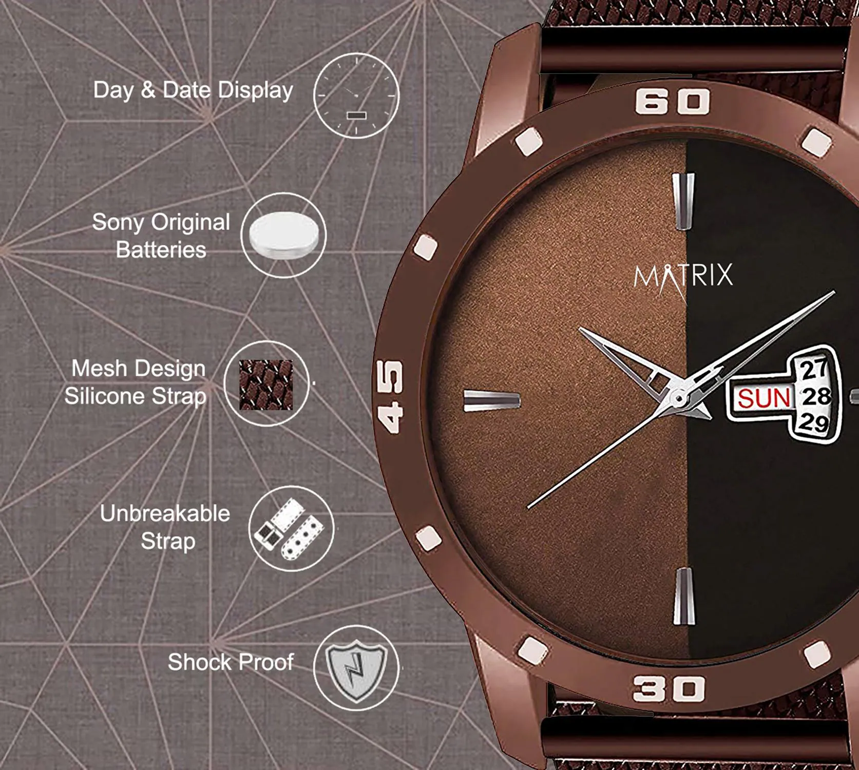 Buy Matrix Timepiece Analog Dual Tone Dial, Day & Date Function