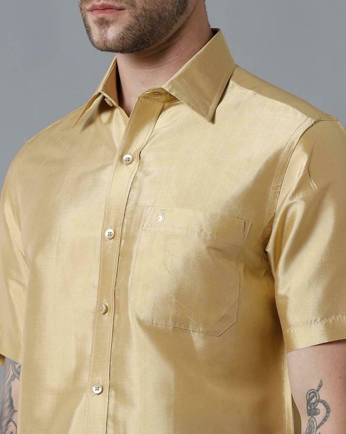 Buy Khoday Williams Men Gold Solid Pure Silk Regular Fit Festive