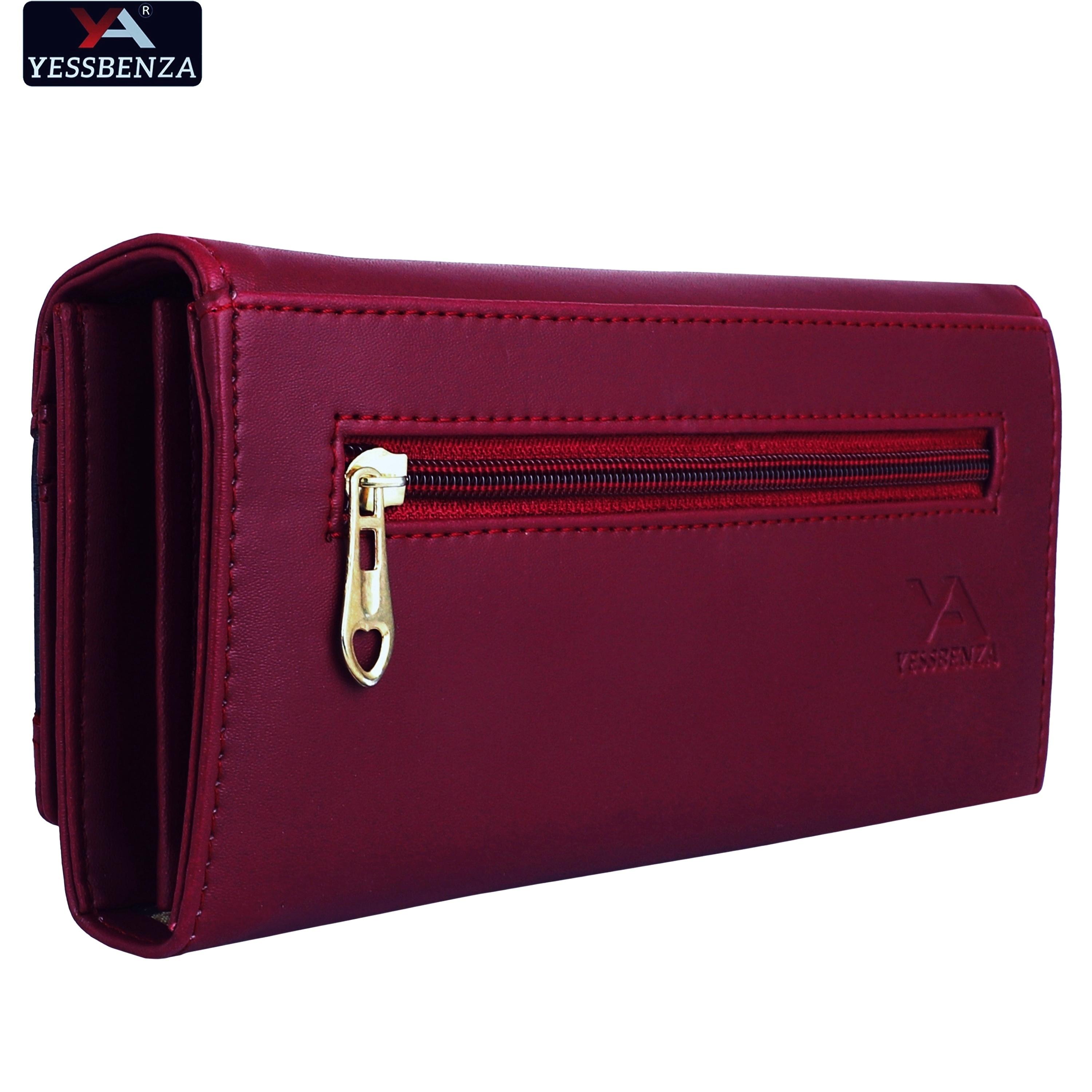 Buy YESSBENZA Women's Faux Leather Maroon Hand Clutch Mobile