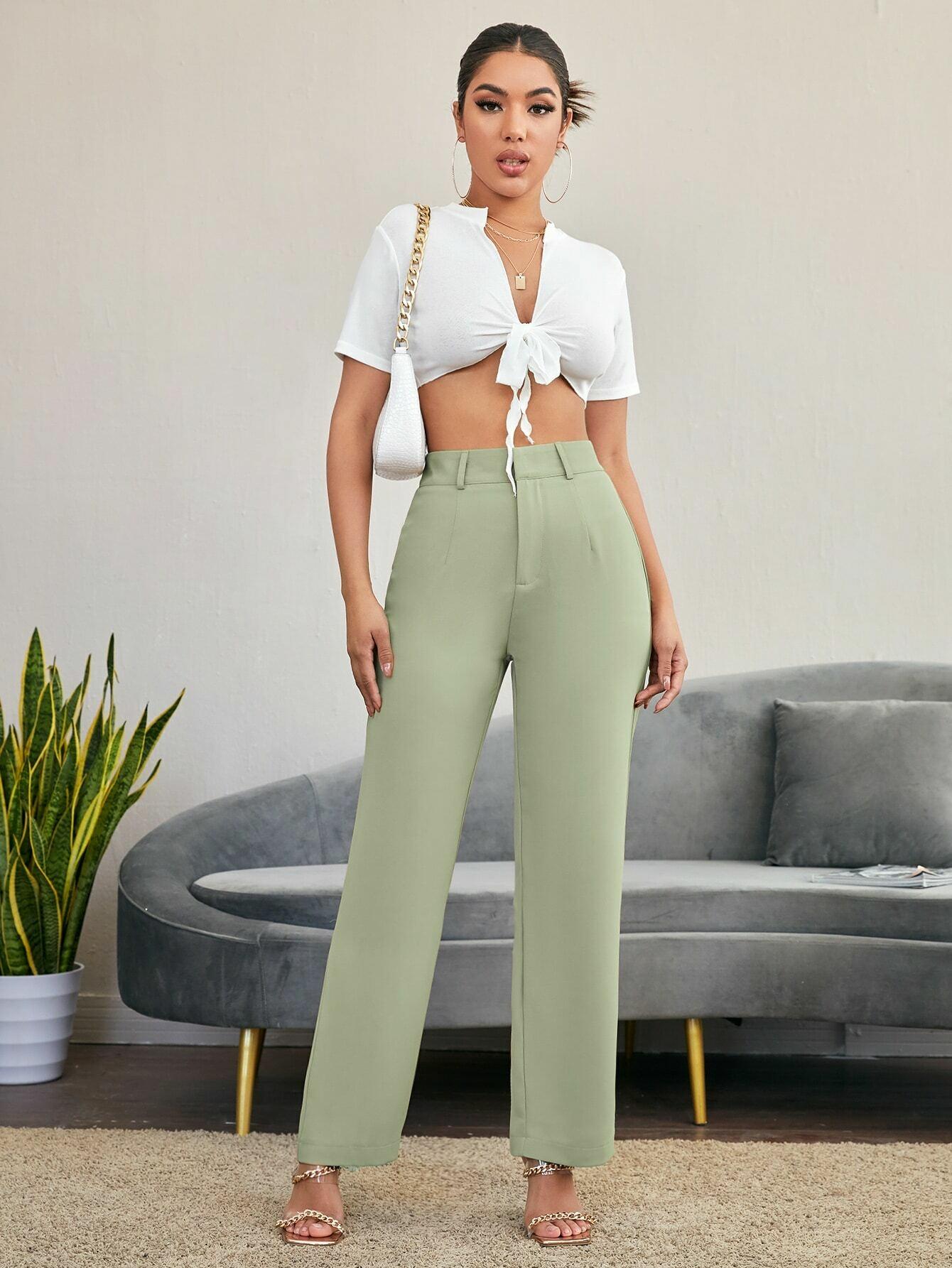 Buy Women trouser casual pants for women pista color Online at Best Prices  in India - JioMart.