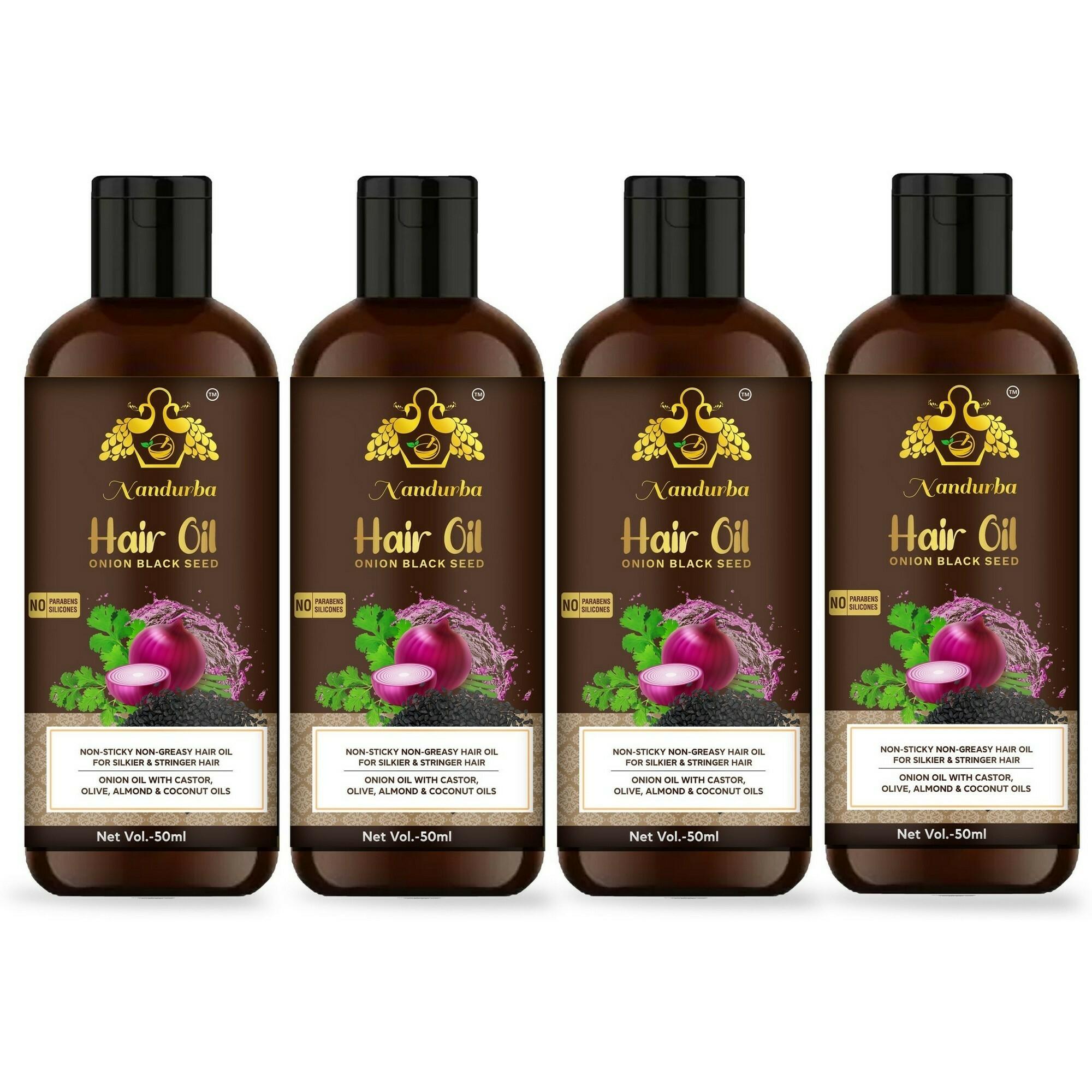 Nandurba Black Seed and Onion Ultimate Care Hair Oil Combo 200ml (Pack of  4) - JioMart