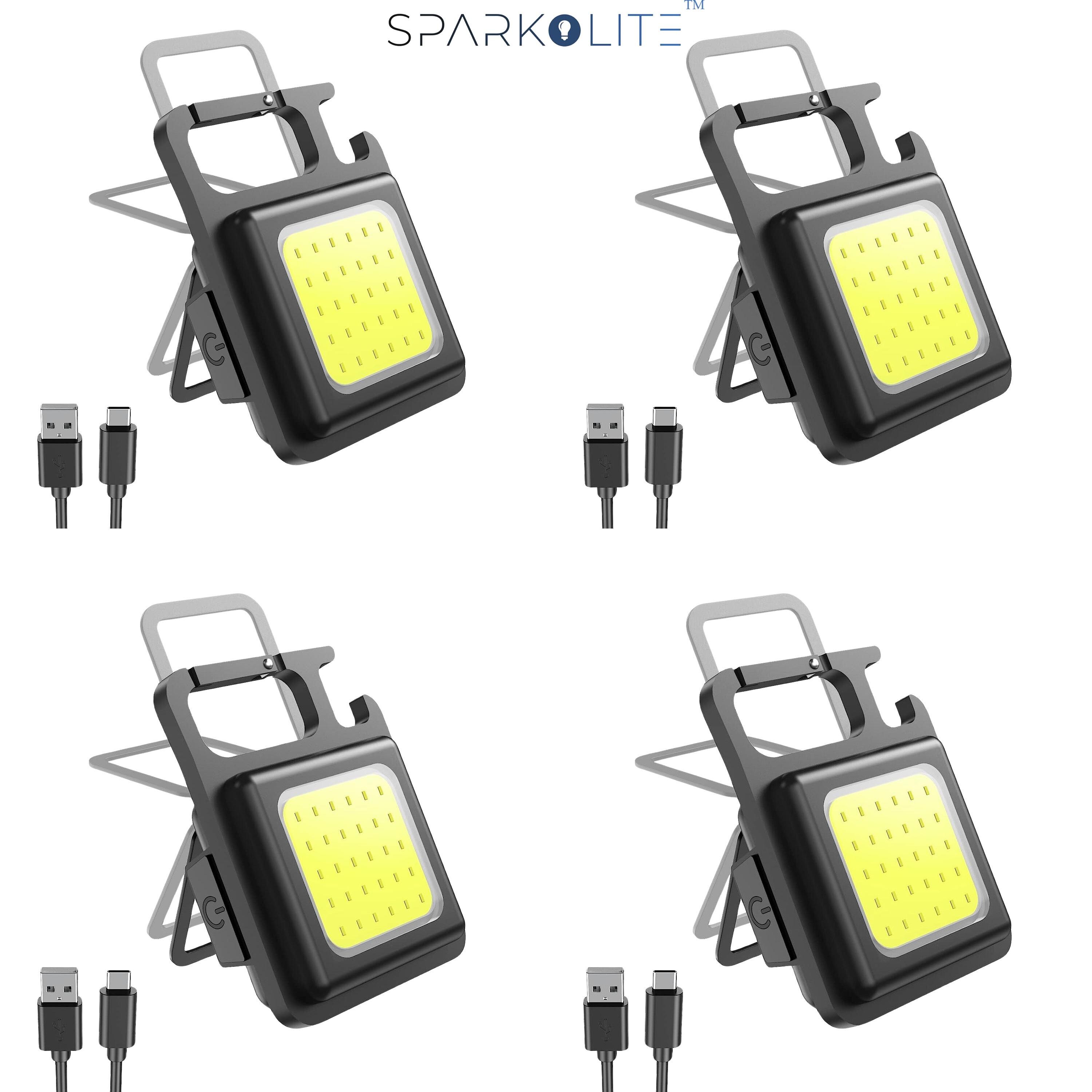 COB Small Flashlight, 4 Pack 1000 Lumens Rechargeable COB Keychain Flashlights with 4 Light Modes Keychain Light and Folding Bracket Bottle Opener Por AIDFULL 4 Pack COB Keychain Flashlights, 800 Lumens, USB