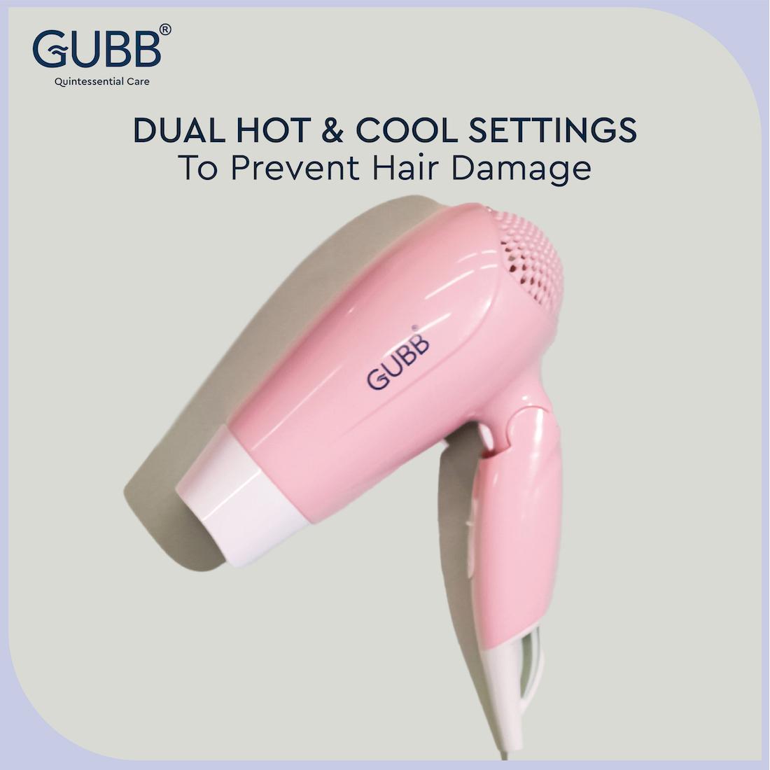 GUBB Foldable 1600 Watts Hair Dryer with Hot and Cool Settings & Detachable  Nozzle - (GB-163) Pink - JioMart