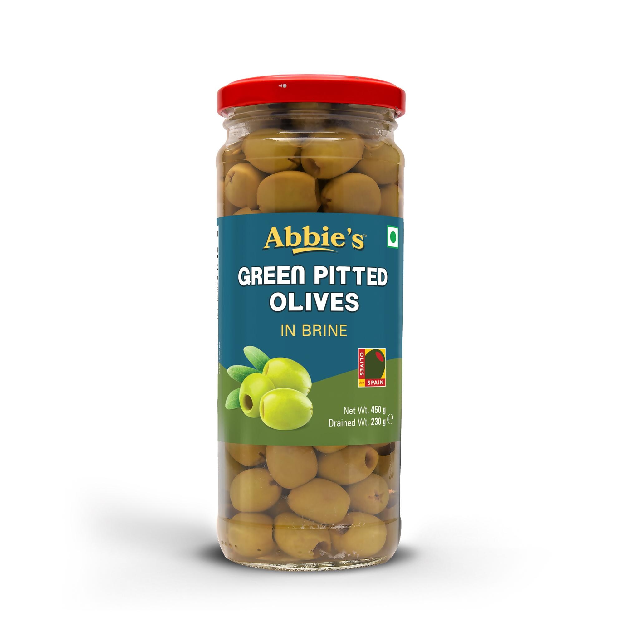 Buy Abbie's Green Sliced Olives + Green Pitted Olives 450g, Pack