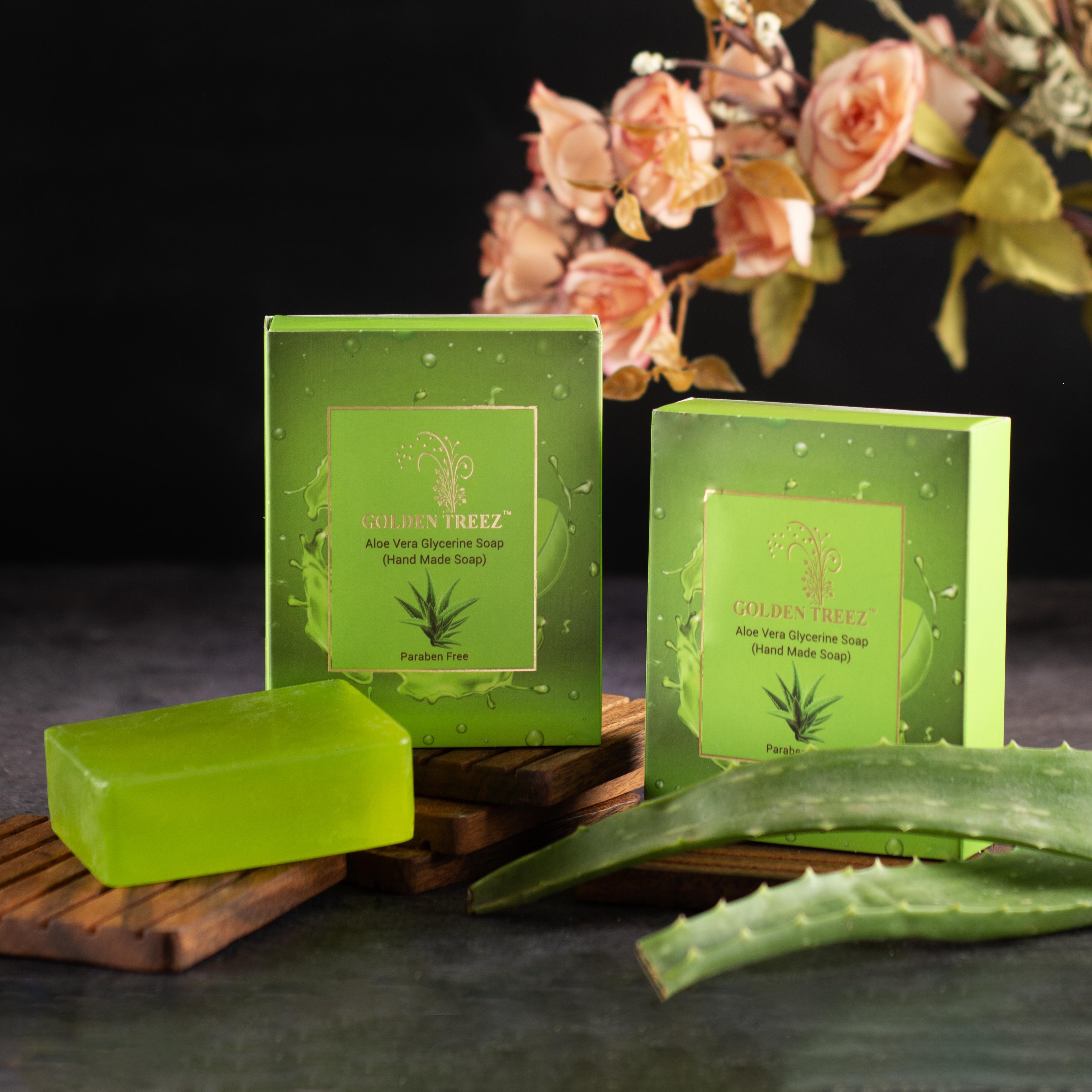 Buy GOLDEN TREEZ Natural Handmade Aloevera Soap For Glowing Skin
