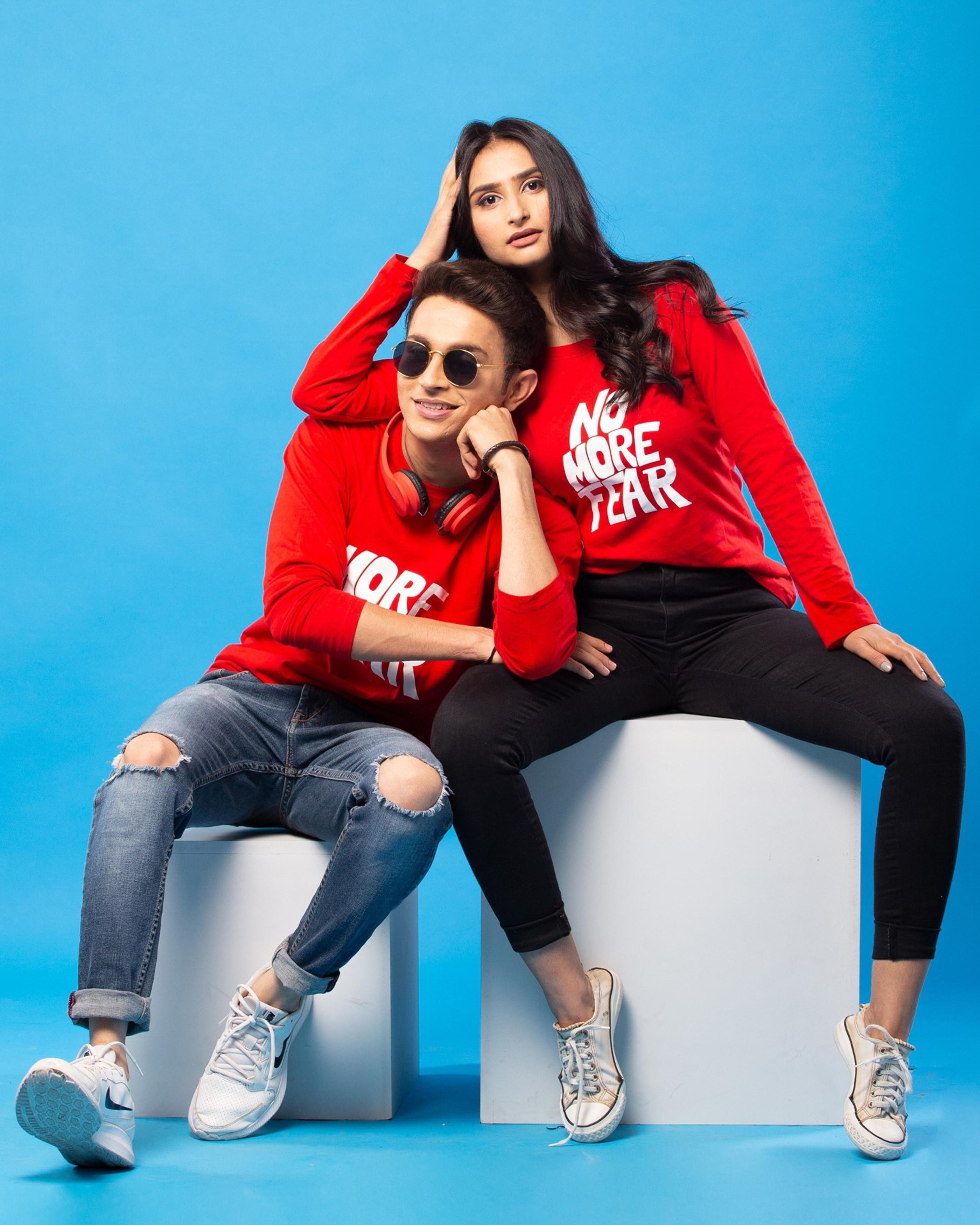 Buy Lappen Fashion Men And Women Red Typography Pure Cotton Pack