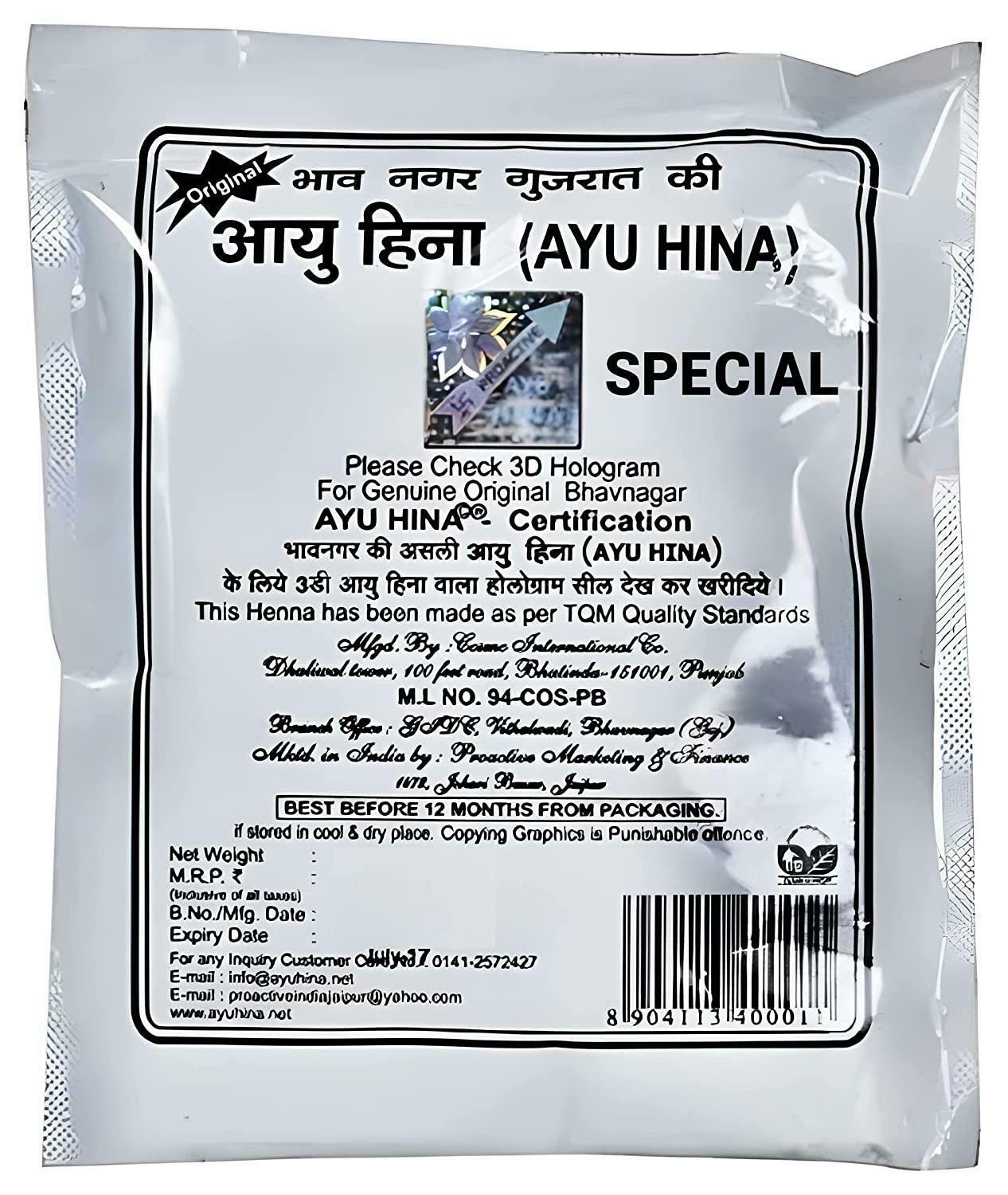 AYU HINA Natural Black Henna Hair Coloring for Dry Hair 200 g (Pack of 5) -  JioMart