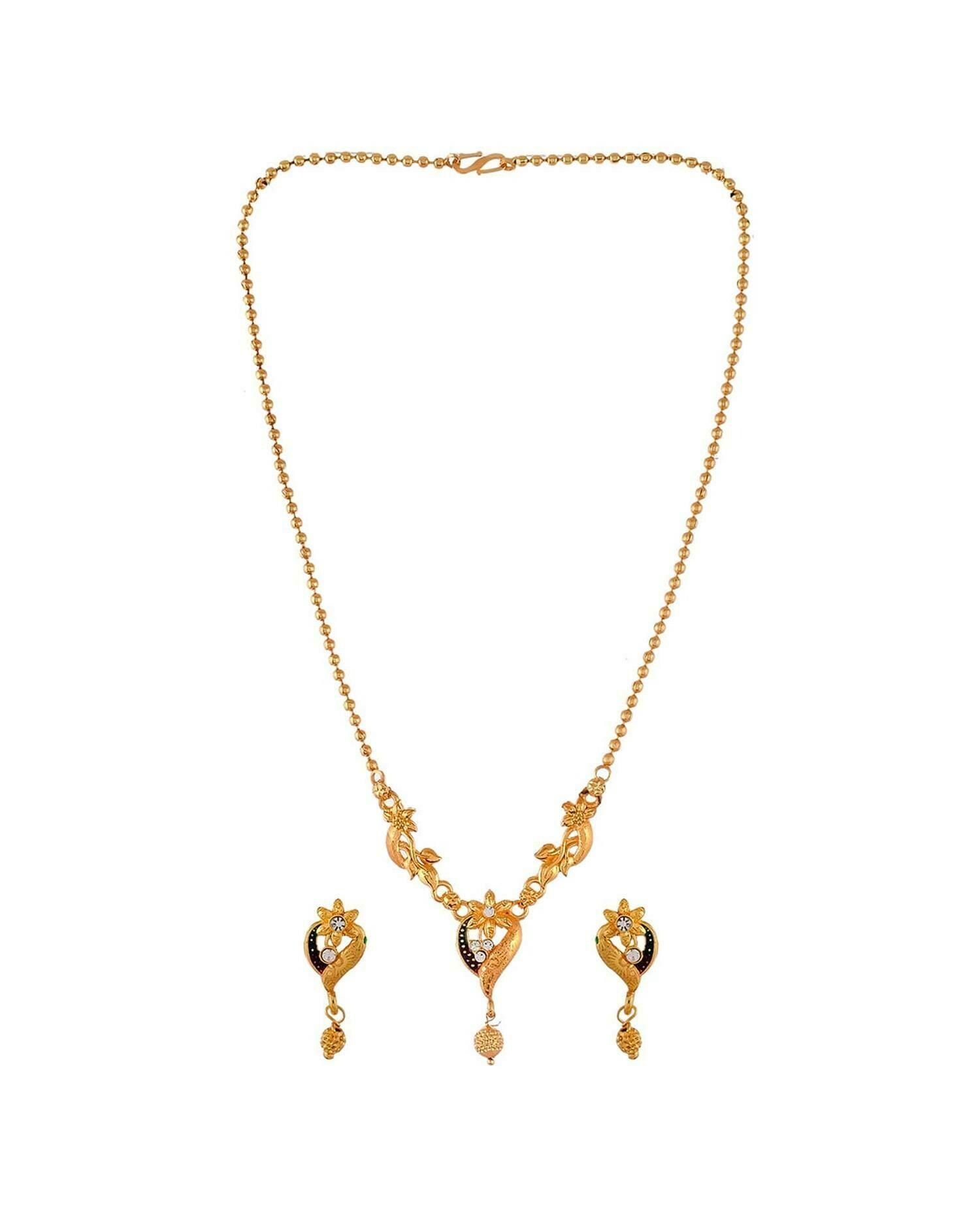 Buy Silvermerc Designs Brass Necklace and Earrings Set Gold