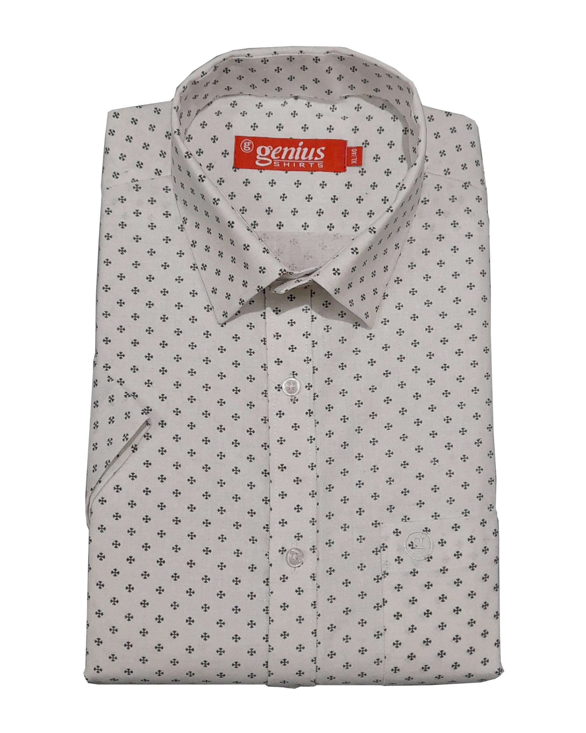 Buy Genius Shirts 100% Cotton White Print Half Sleeve Shirt for