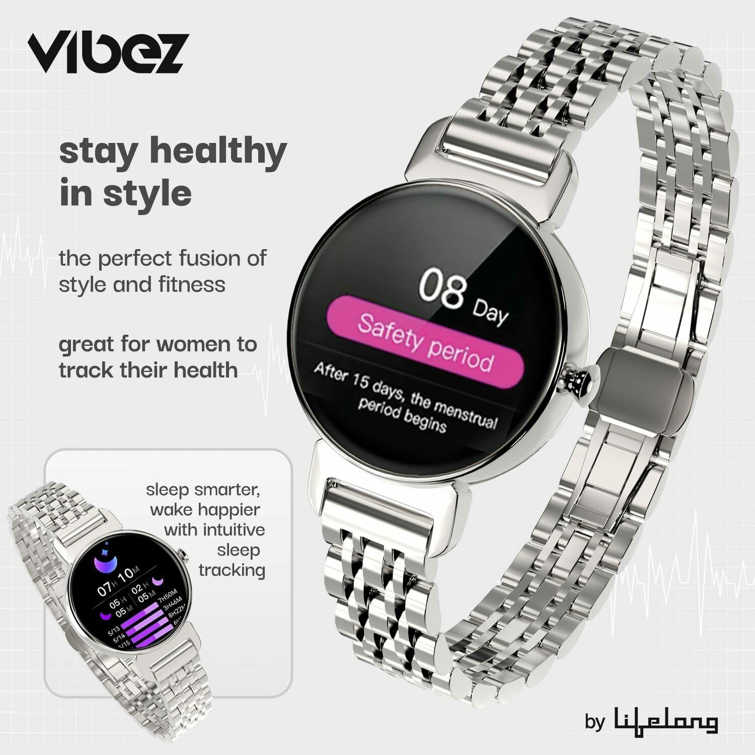 Bell♡ 　0204 Buy Vibez by Lifelong Ruby 1.04 Inch AMOLED Smartwatch for Women