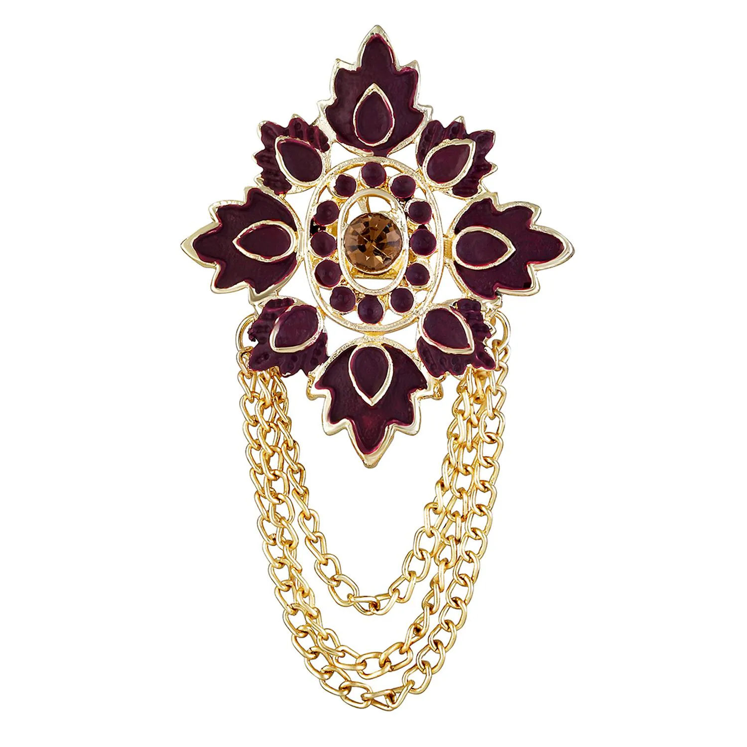 Indo Western Brooch For Men Buy Mahi Maroon Meenakari Work Mapel
