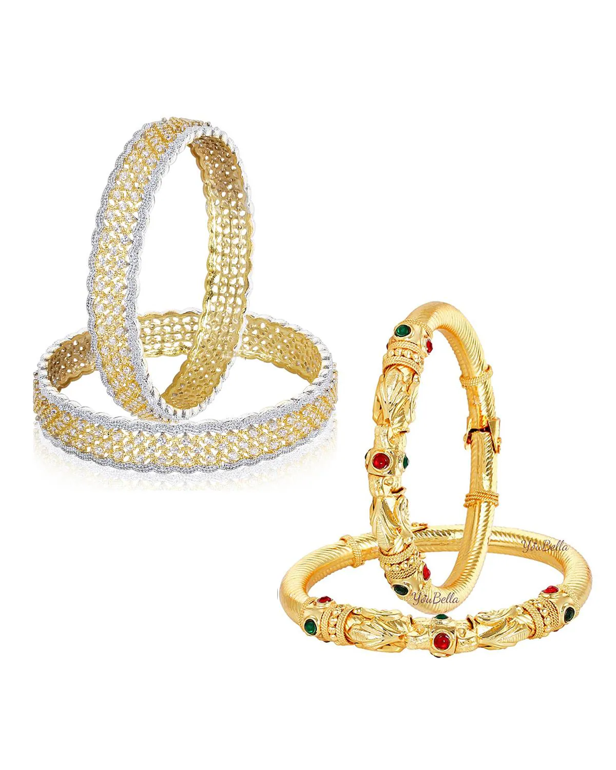 Buy YouBella Women's Combo Of Traditional Gold Plated Bangles Set