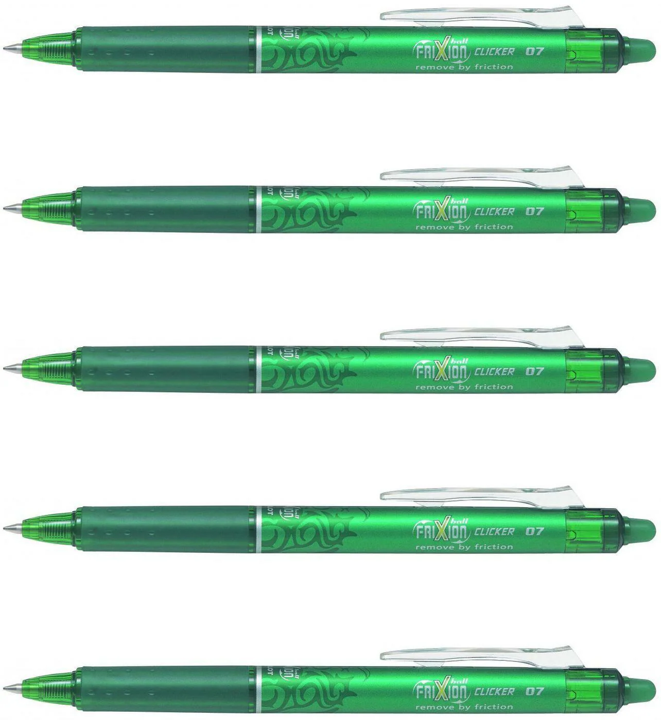 Pilot Frixion Clicker Erasable Roller Ball Pen Tip Size MM  Retractable Pen With Dimpled Grip and In-built Eraser Ink Colour Green  Pack