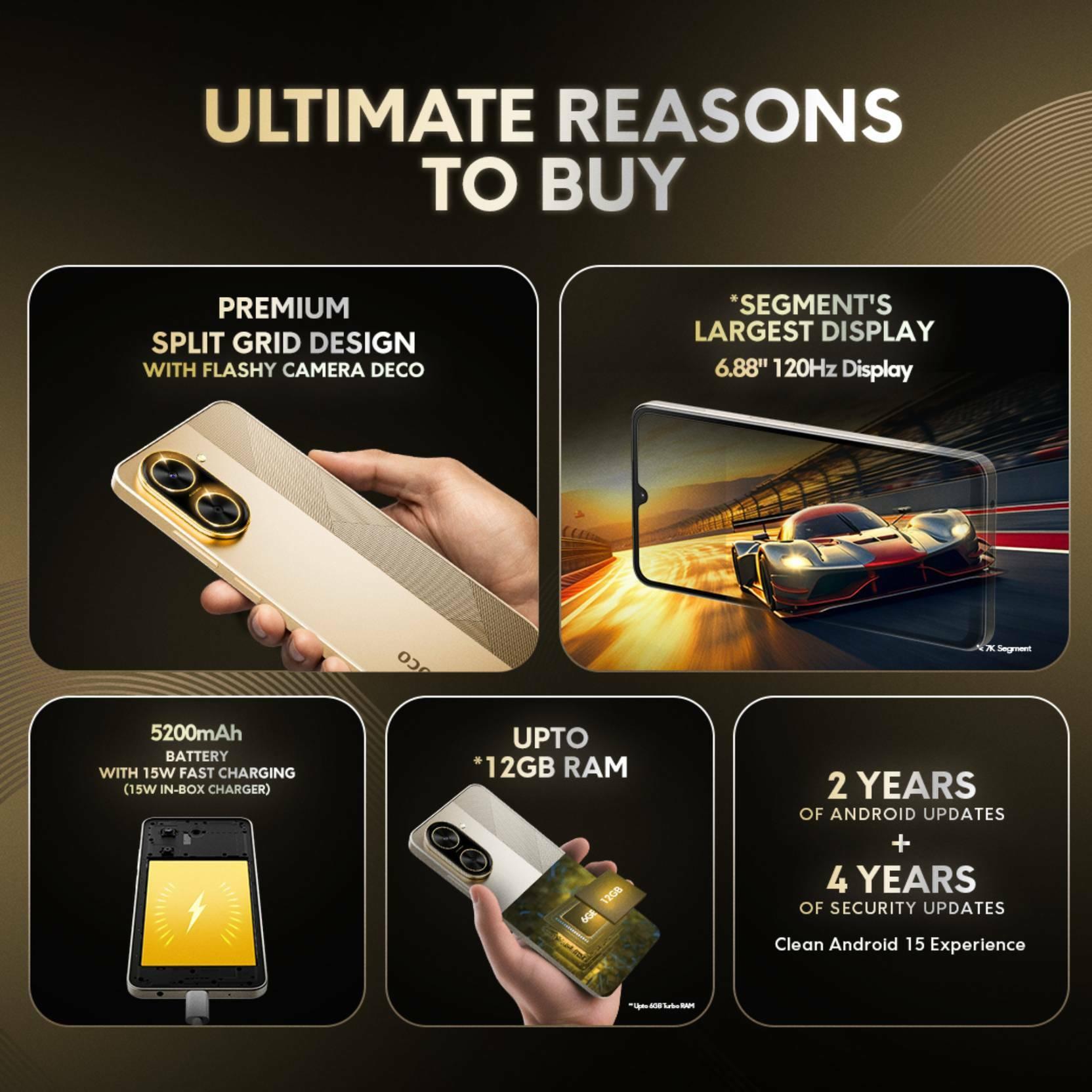 Buy POCO C71, 4GB Ram, 64GB Storage, Desert Gold, Smartphone