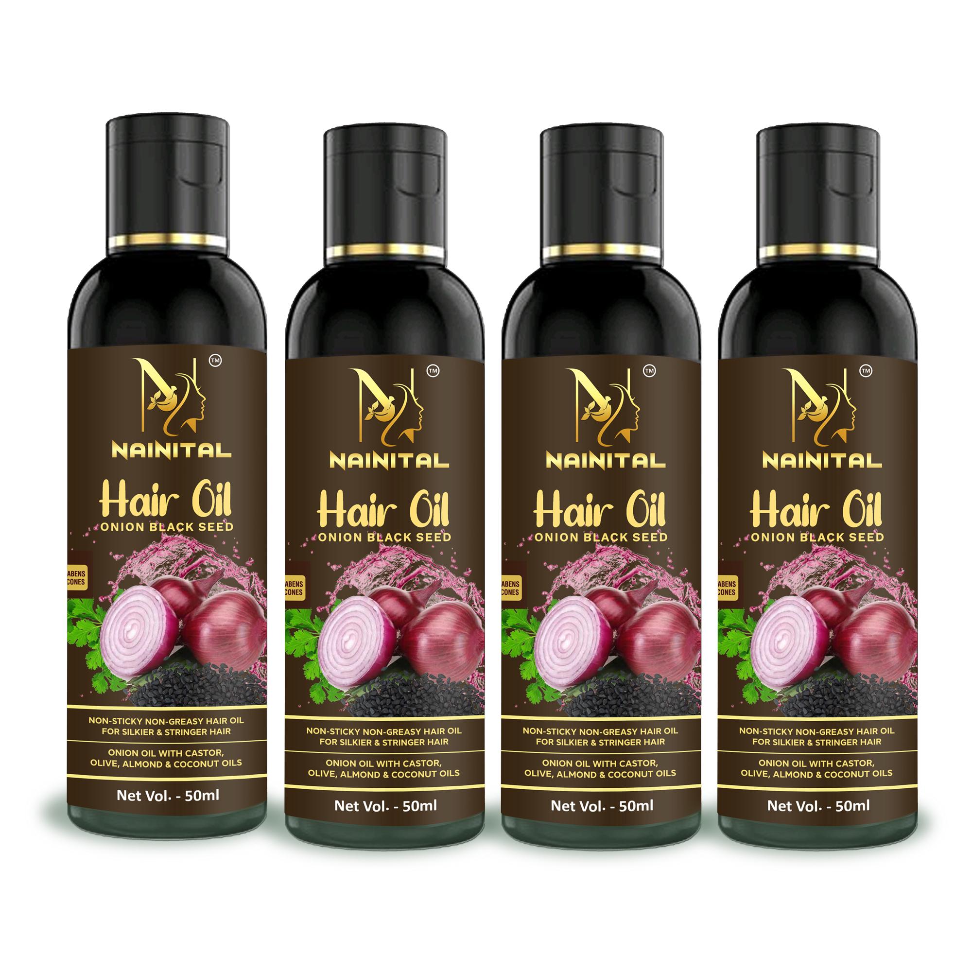 NAINITAL Onion Hair Oil for Hair Growth and Hair Fall Control - With Black  Seed Oil Extracts - 50 ML (PACK OF 4) - JioMart