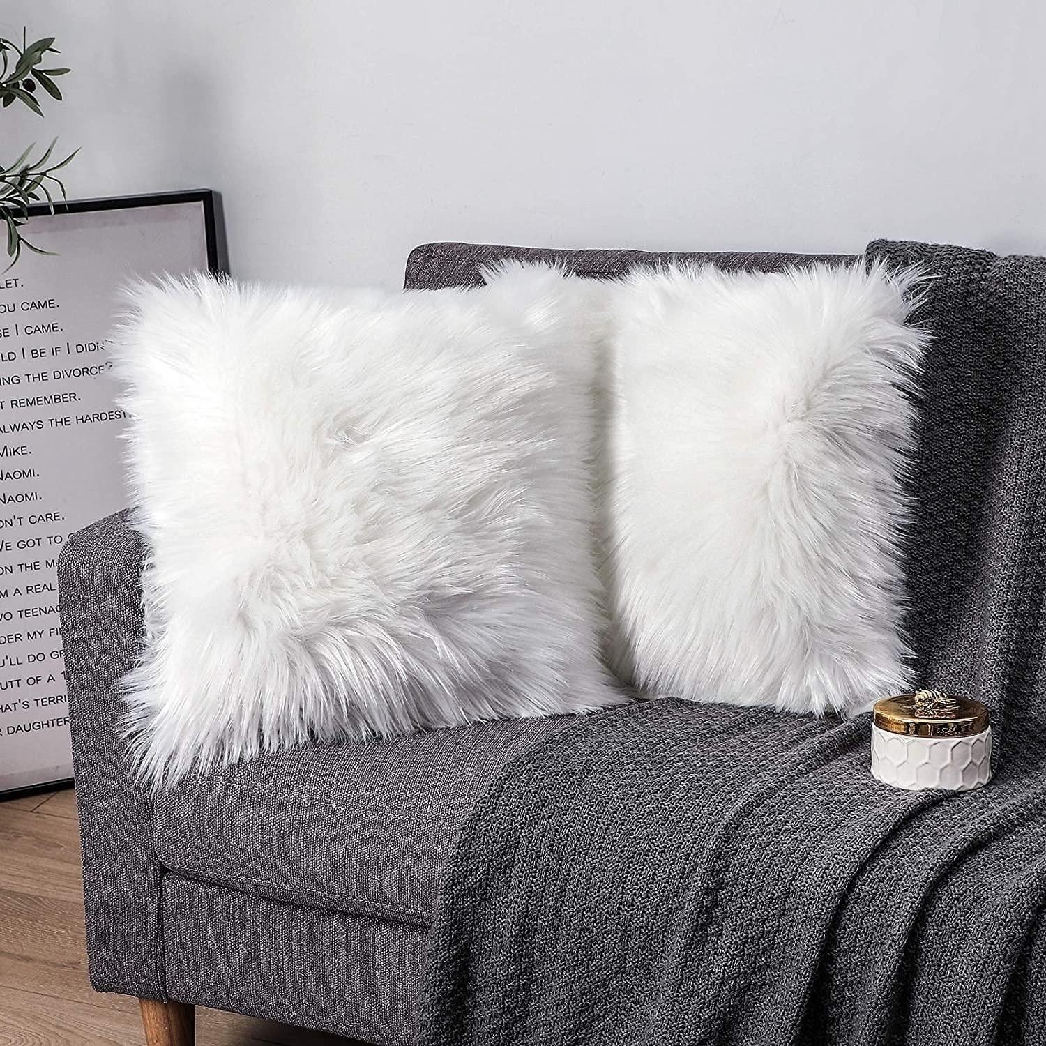 Buy Generic white Faux Fur Cushion Cover (16x16 inch) Online at
