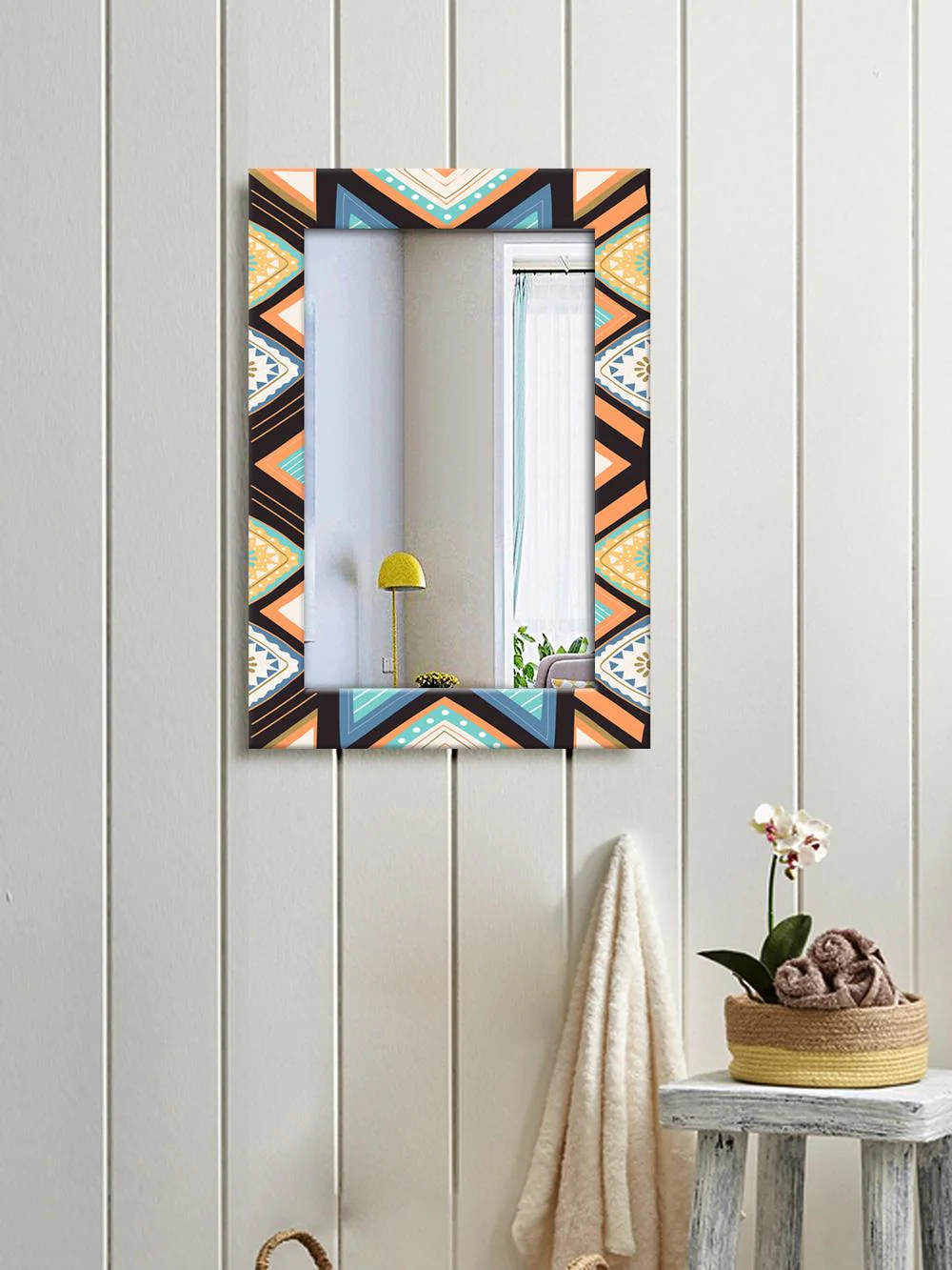 Buy 999Store Multicolor Rectangular MDF ZigZag Pattren Printed