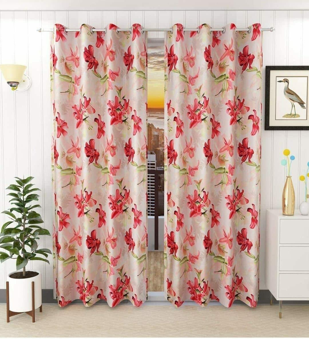 Shinzo Polyester Fl Door Curtain Window Premium Weaved Parda Latest