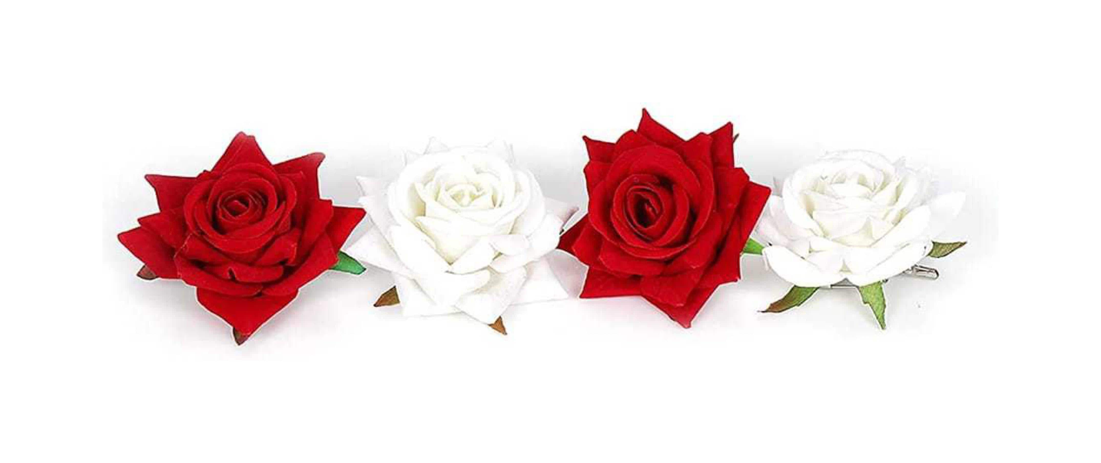 IBDA Red and White Rose Juda Pins For Hair Flower Bun Metal Hair Clips  (Pack of 4) - JioMart