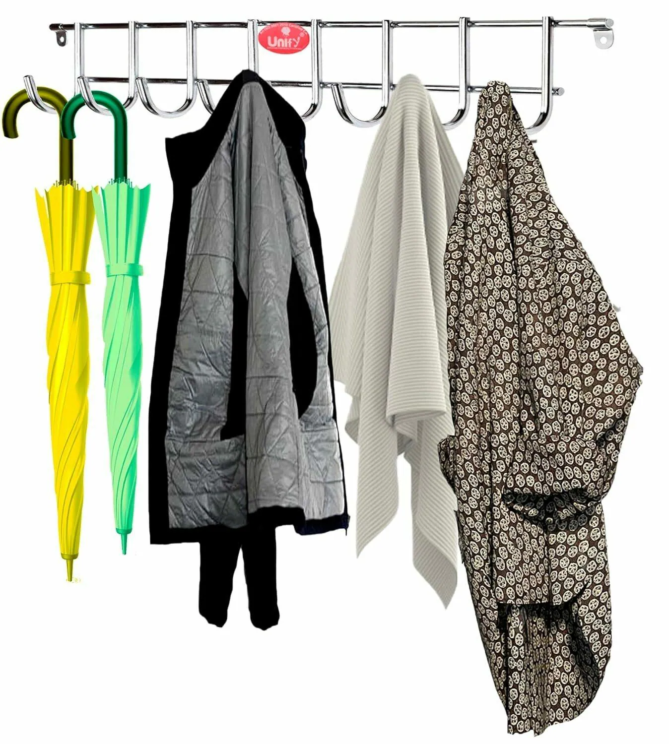 Buy Unify Stainless Steel Cloth Hanger for Wall 8 Hooks, Door