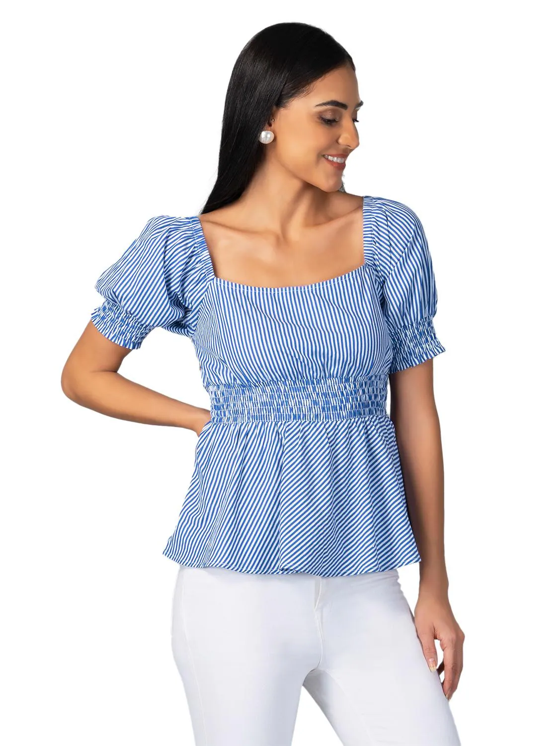 square neck peplum blouse