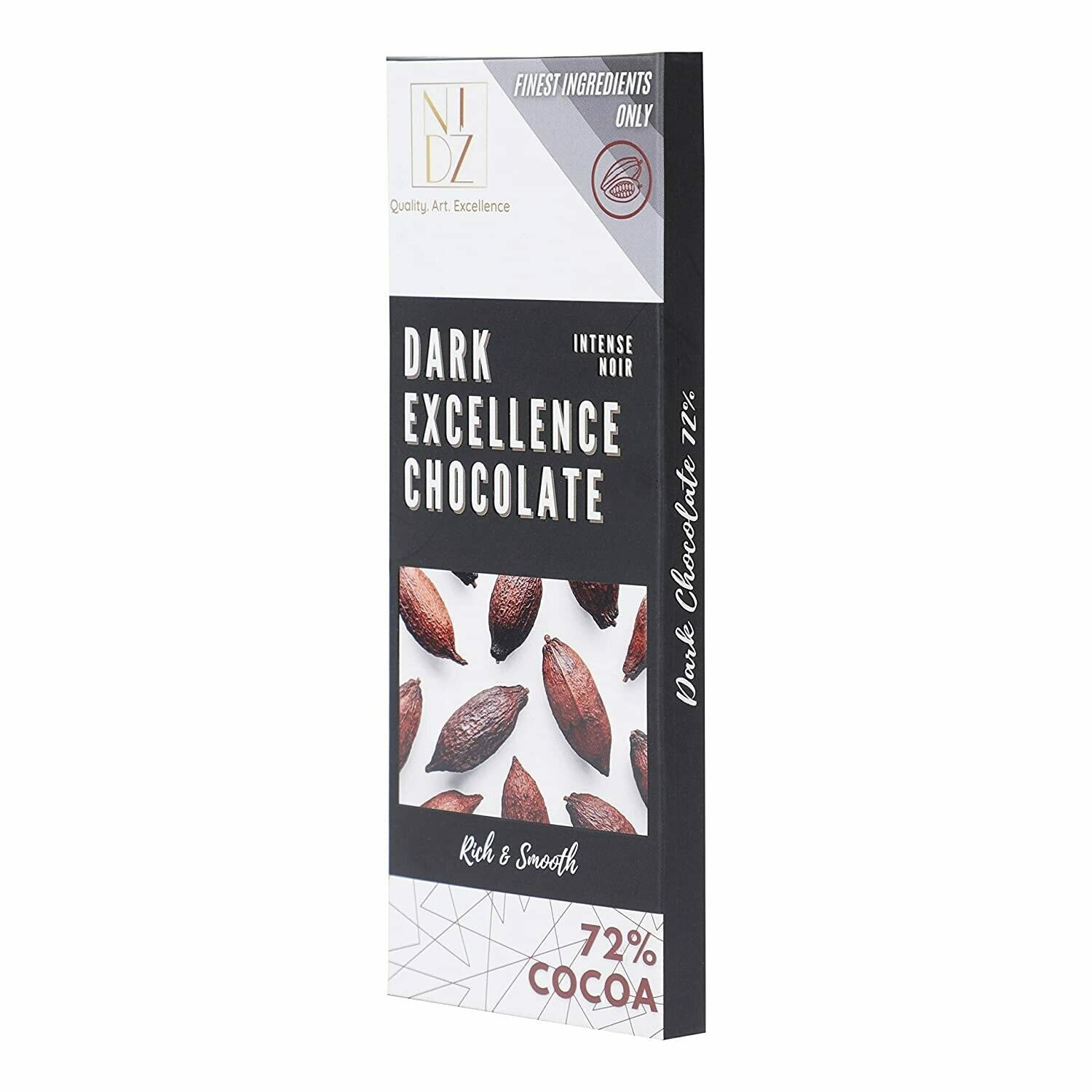 Buy NID'Z DARK EXCELLENCE CHOCOLATE 72% COCOA (Packf of 5* 40 g
