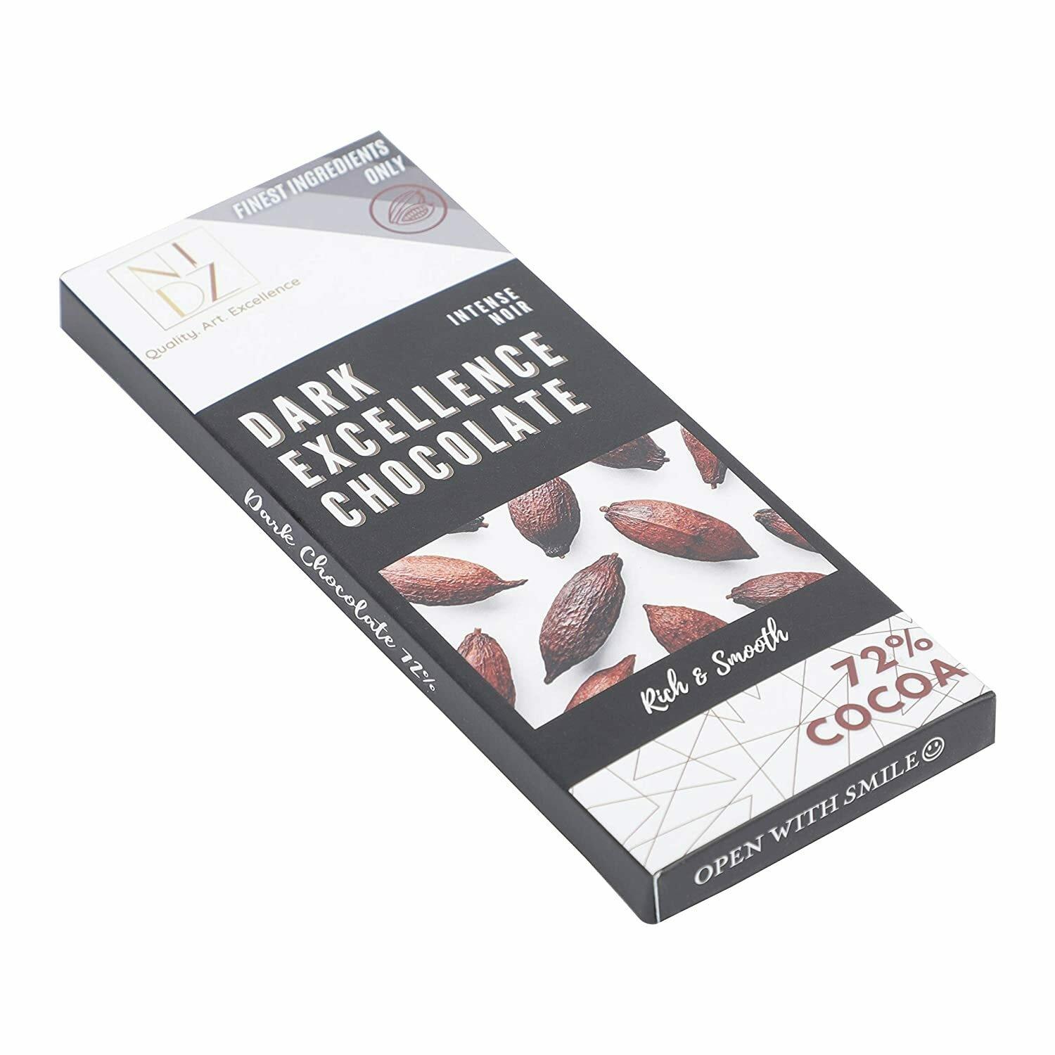 Buy NID'Z DARK EXCELLENCE CHOCOLATE 72% COCOA (Packf of 5* 40 g