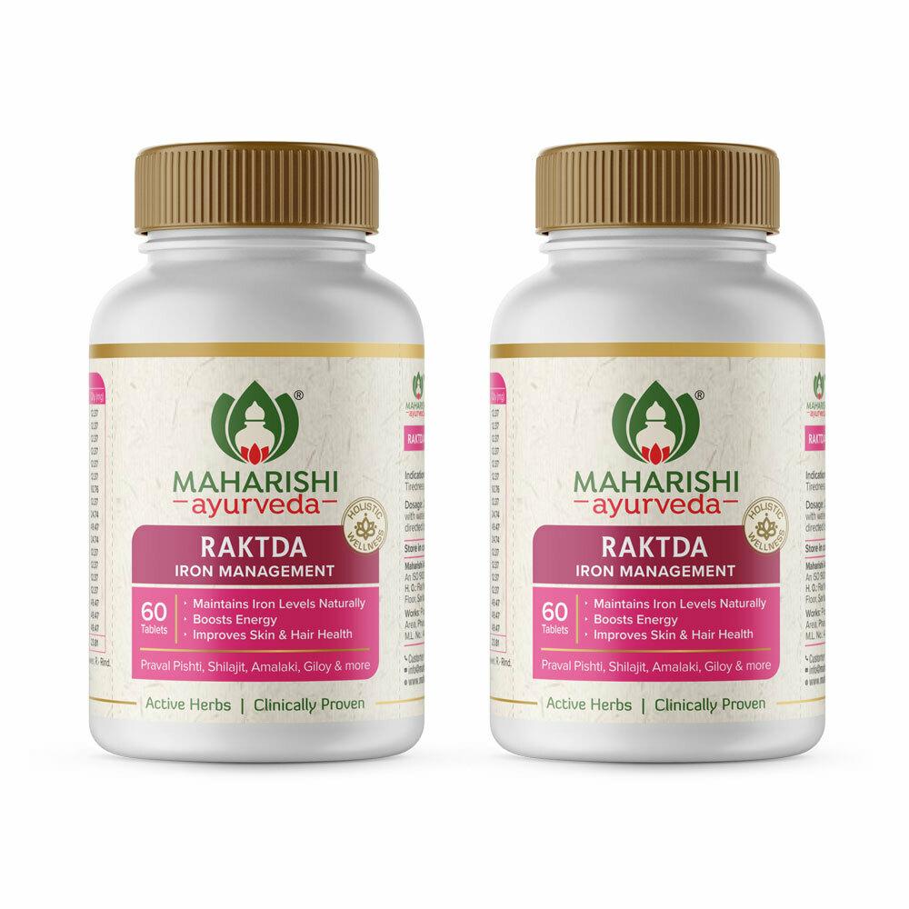 Maharishi Ayurveda Raktda Iron Management Tablets For Men and Women|  Ayurvedic Iron supplement with Vitamin C and Calcium |Maintains Haemoglobin  levels| Boosts Energy | Improves Skin and Hair Health| 120 Tablets - JioMart