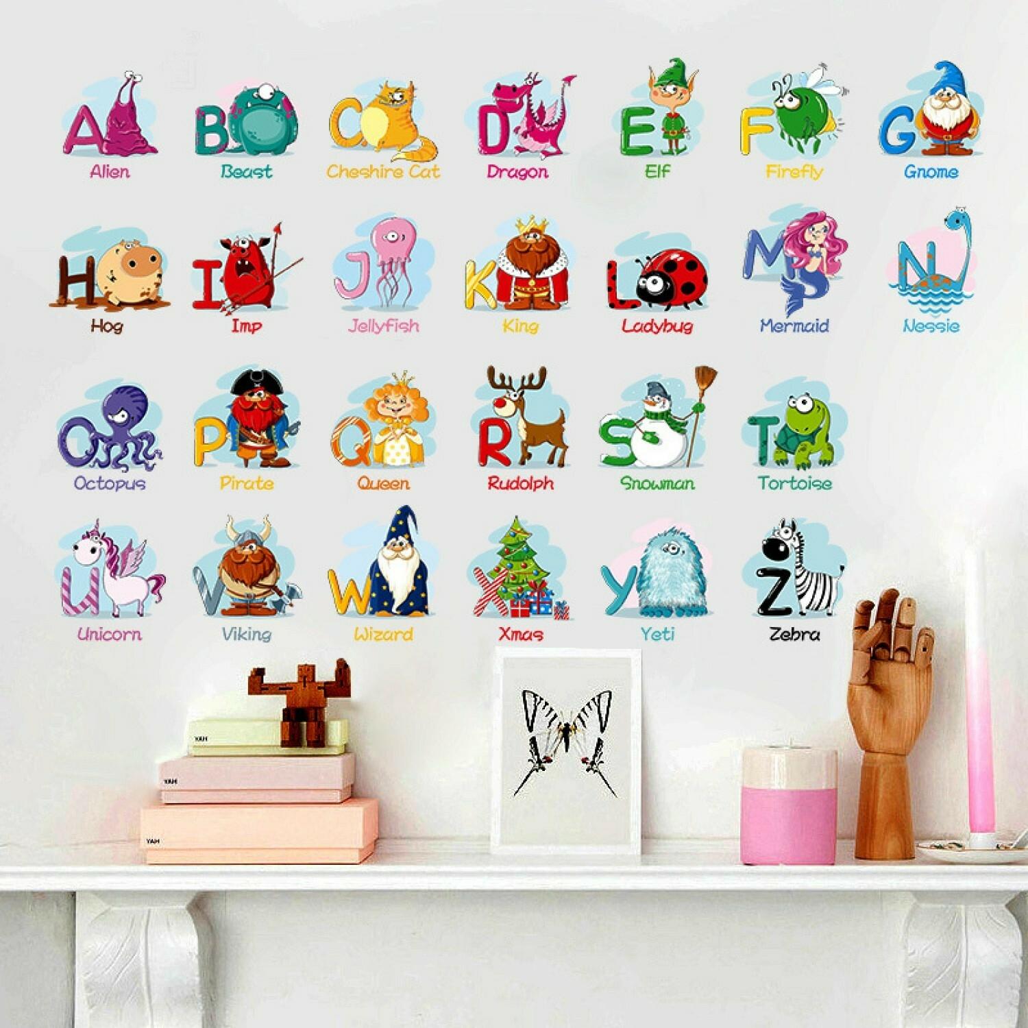 JAAMSO ROYALS ABCD Cartoon Learn Educational Decorative Self Adhesive Kids  Room Décor Vinyl Wall Sticker ( 70 CM X 50 CM) - JioMart