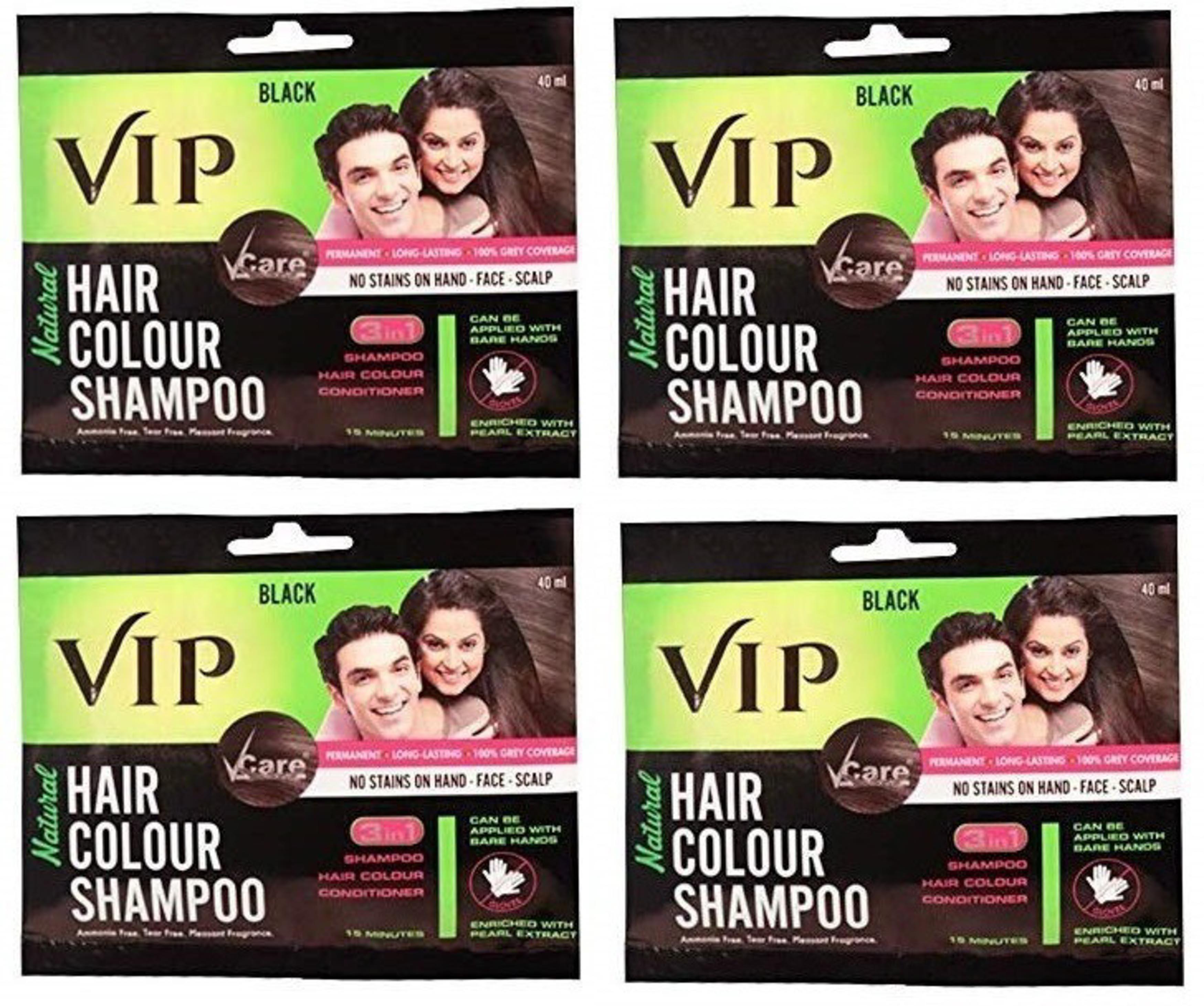 Vip 5 In 1 Hair Color Shampoo Black For Men And Women 40 ml (4 Packs) -  JioMart