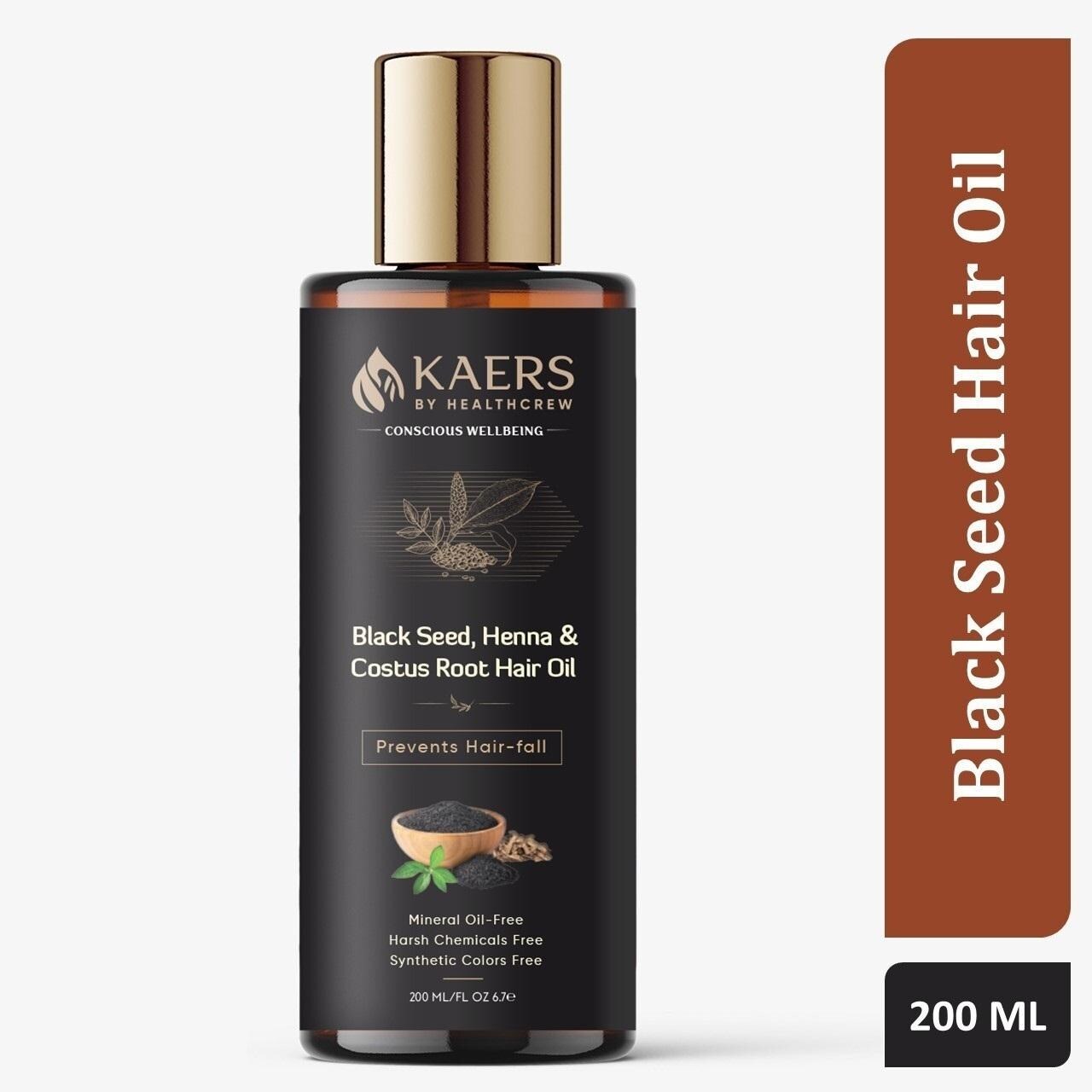 Kaers By HealthCrew Black Seed, Henna & Costus Root Hair Oil | Pure Black  Seed | 100% Natural & Ayurvedic | Controls Hair Fall & Thinning | 200 ml -  JioMart