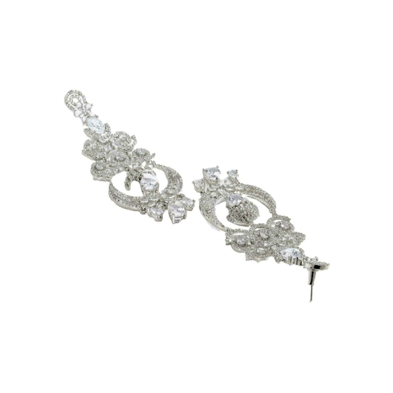Buy Zeneme Floral Shaped Silver Tone American Diamond Dangle