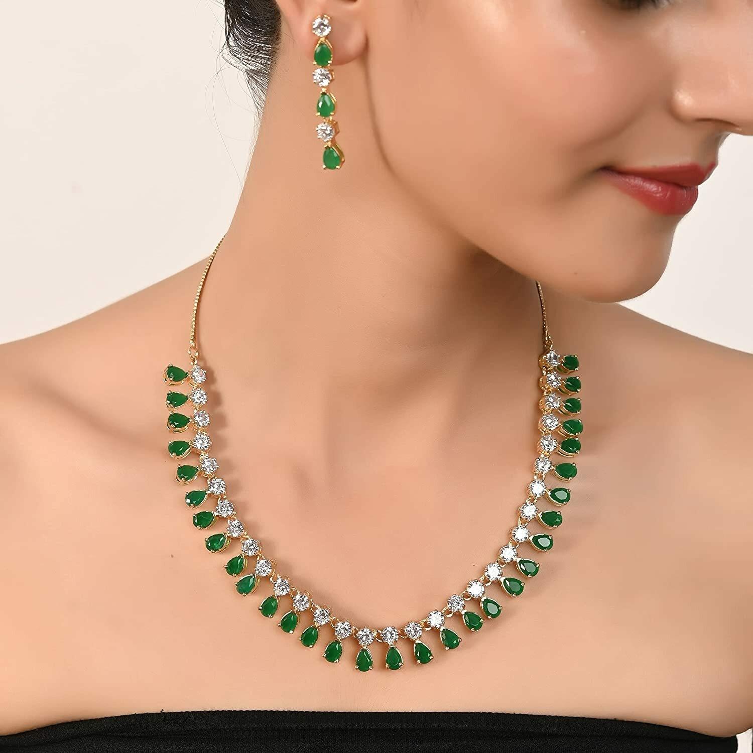 Buy New Fancy Green Diamond Necklace Design Wholesale Collection Online  From Surat Wholesale Shop.